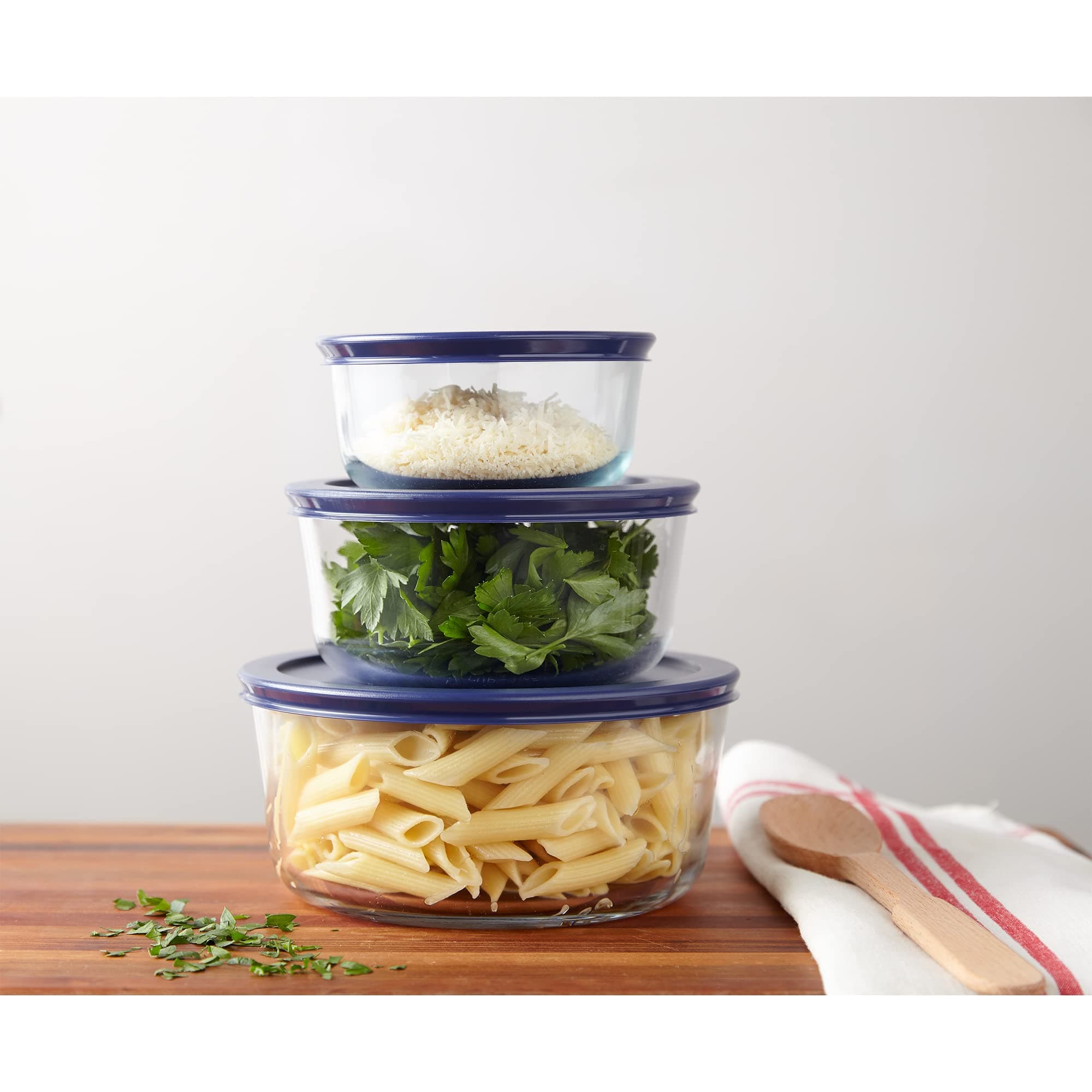 Pyrex Simply Store Glass Food Storage Containers Set (3-Pack) 2, 4, 7 Cup | Microwave & Dishwasher Safe - view 4