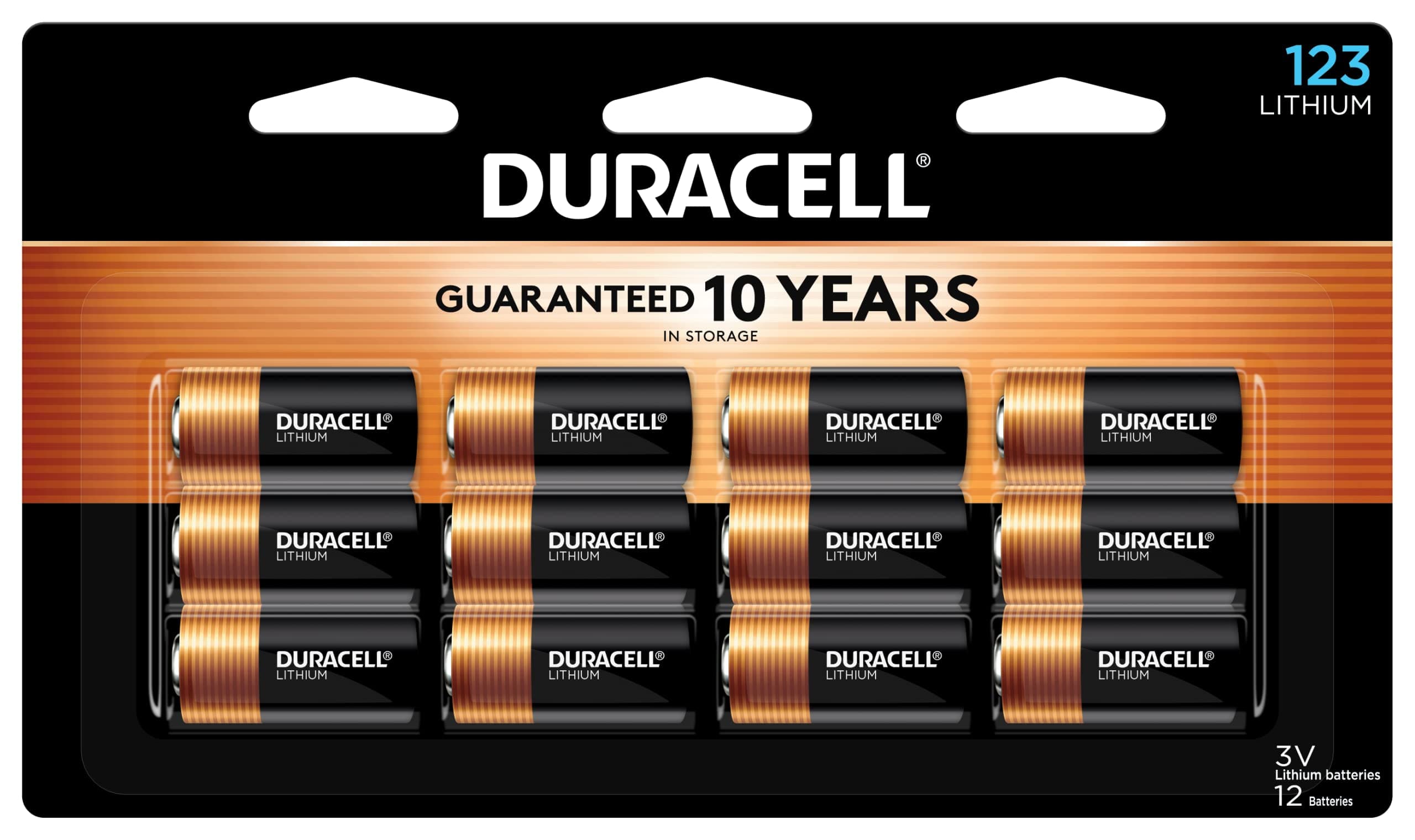 DURACELL CR123A 3V Lithium Battery 12 Count | Reliable Power for Home Safety Devices - main product image
