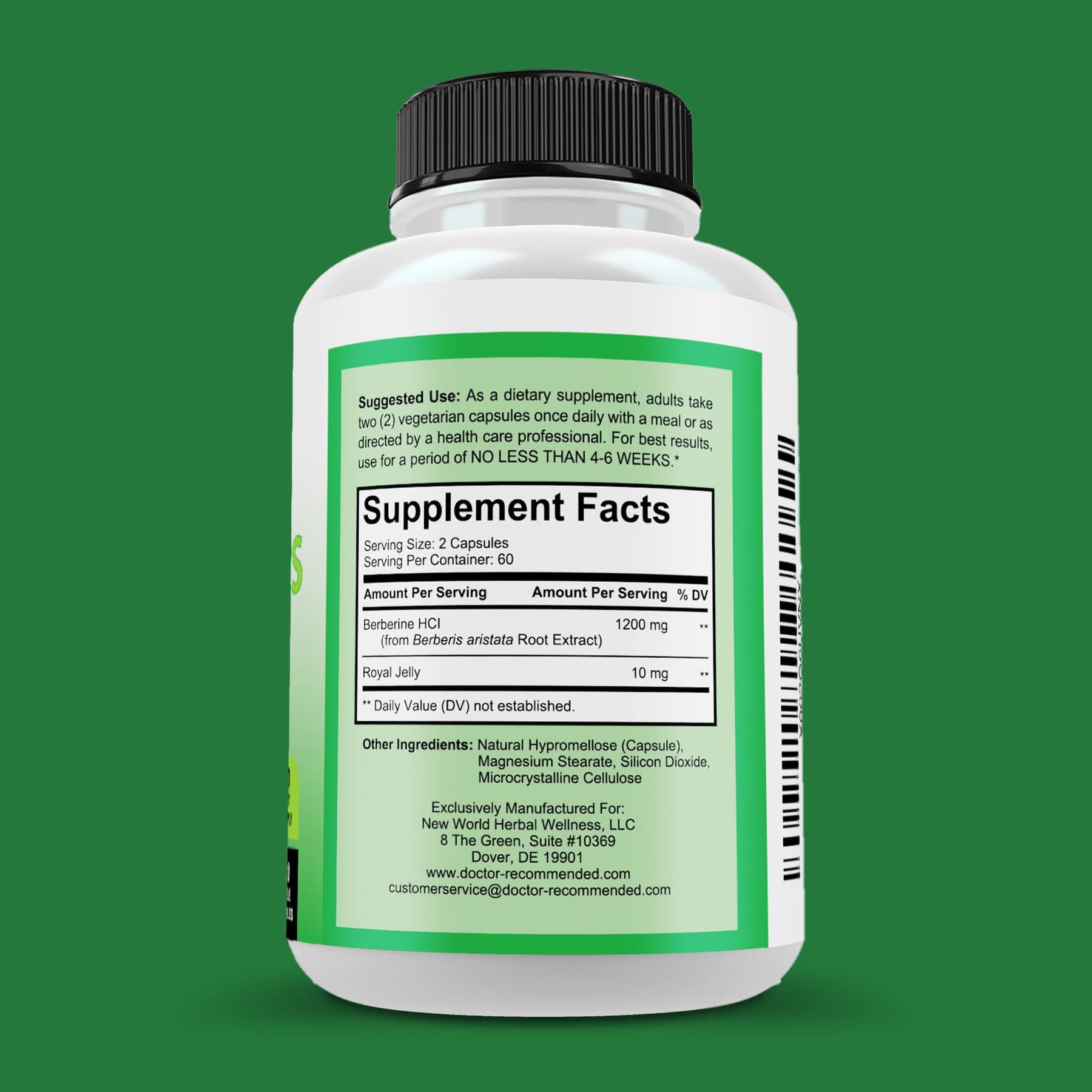 DOCTOR RECOMMENDED SUPPLEMENTS Berberine Plus 1200mg | 120 Veggie Capsules with Royal Jelly for Healthy Support - view 2