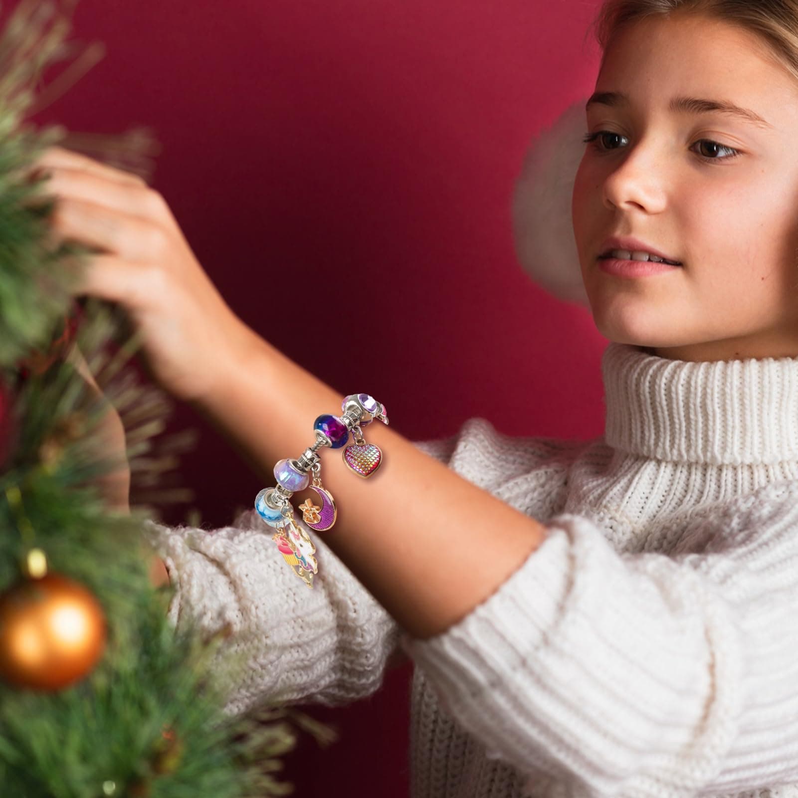 OuMuaMua Christmas Bracelets Advent Calendar 2026 for Girls | 24-Day DIY Jewelry Kit with Charms & Adjustable Chains - view 7