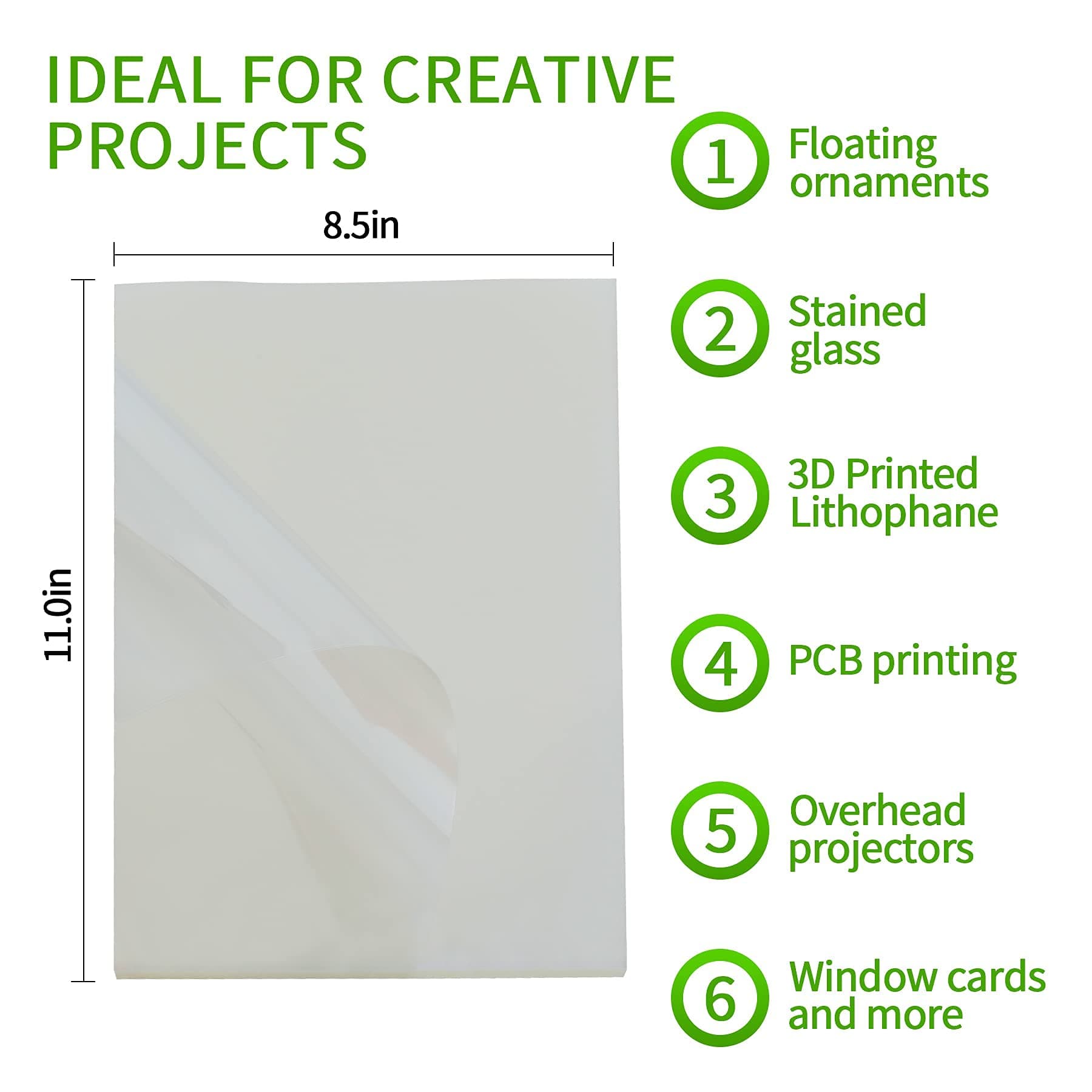 UOKHO Inkjet Transparency Film 8.5x11 inch | Clear PET Sheets for Crafts & Printing - view 3