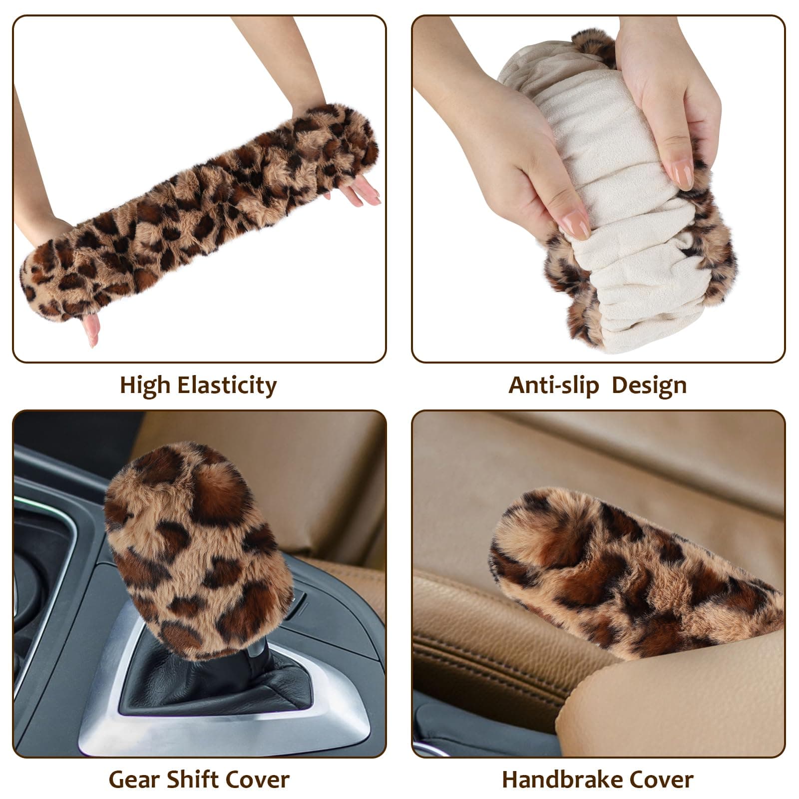 Accmor Fuzzy Car Steering Wheel Cover, Brown | Warm Fluffy Auto Wheel Protector for Men Women - view 5