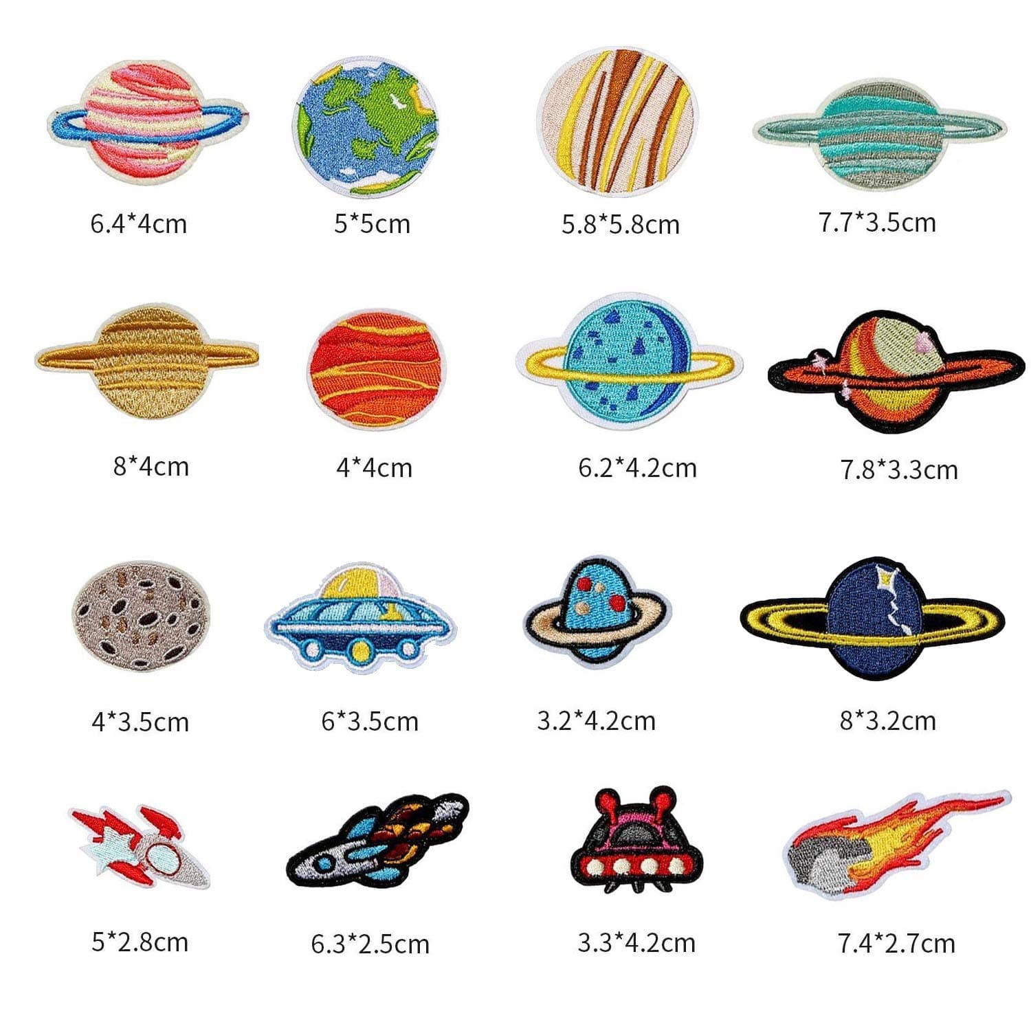 Woohome 35 pcs fabric appliqué patches Solar System space planets | Iron-on & sew-on DIY decoration - view 2