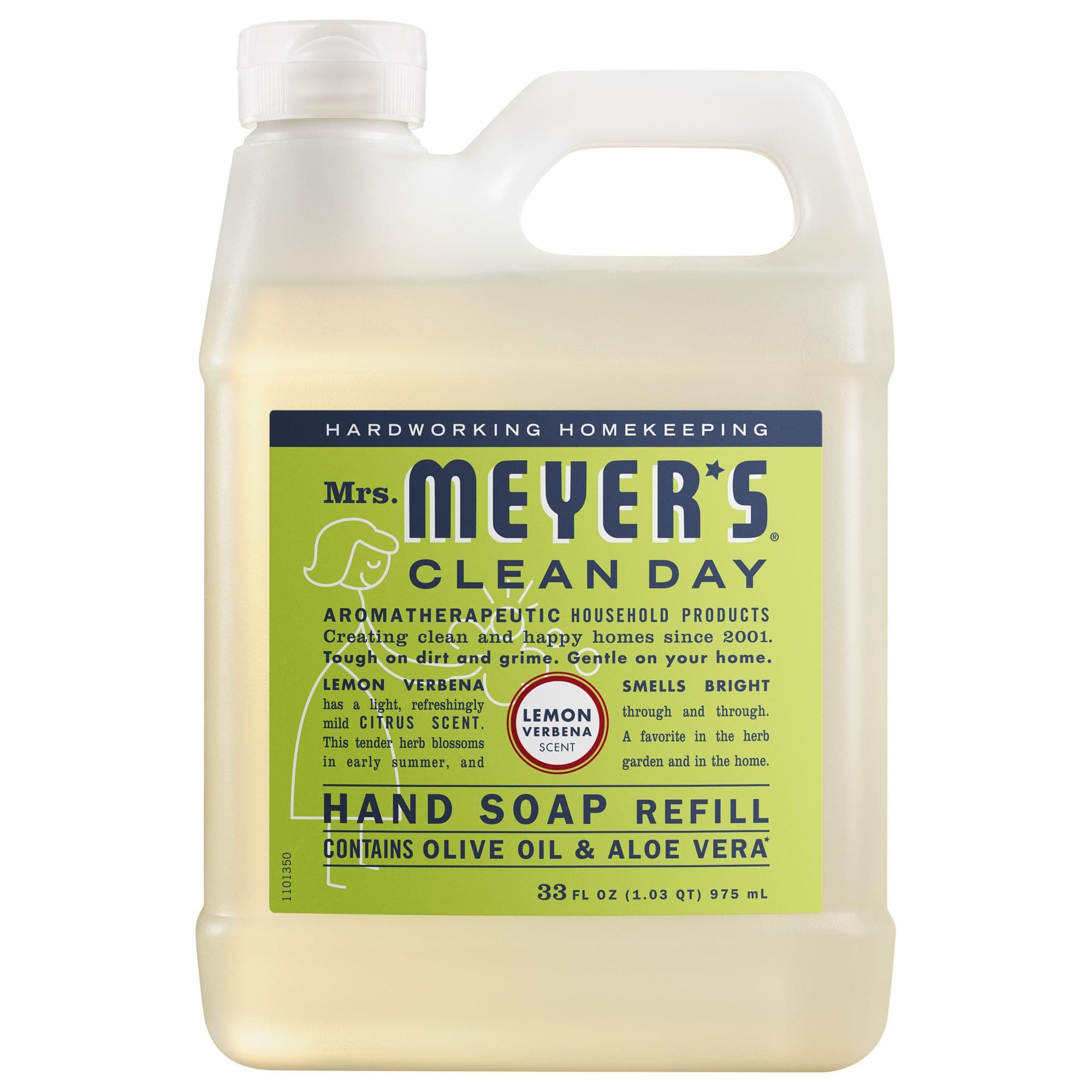 Mrs. Meyer's Clean Day Hand Soap Refill Lemon Verbena Scent, 33 Fl Oz Bottle | Moisturizing & Gentle Cleanse - main product image