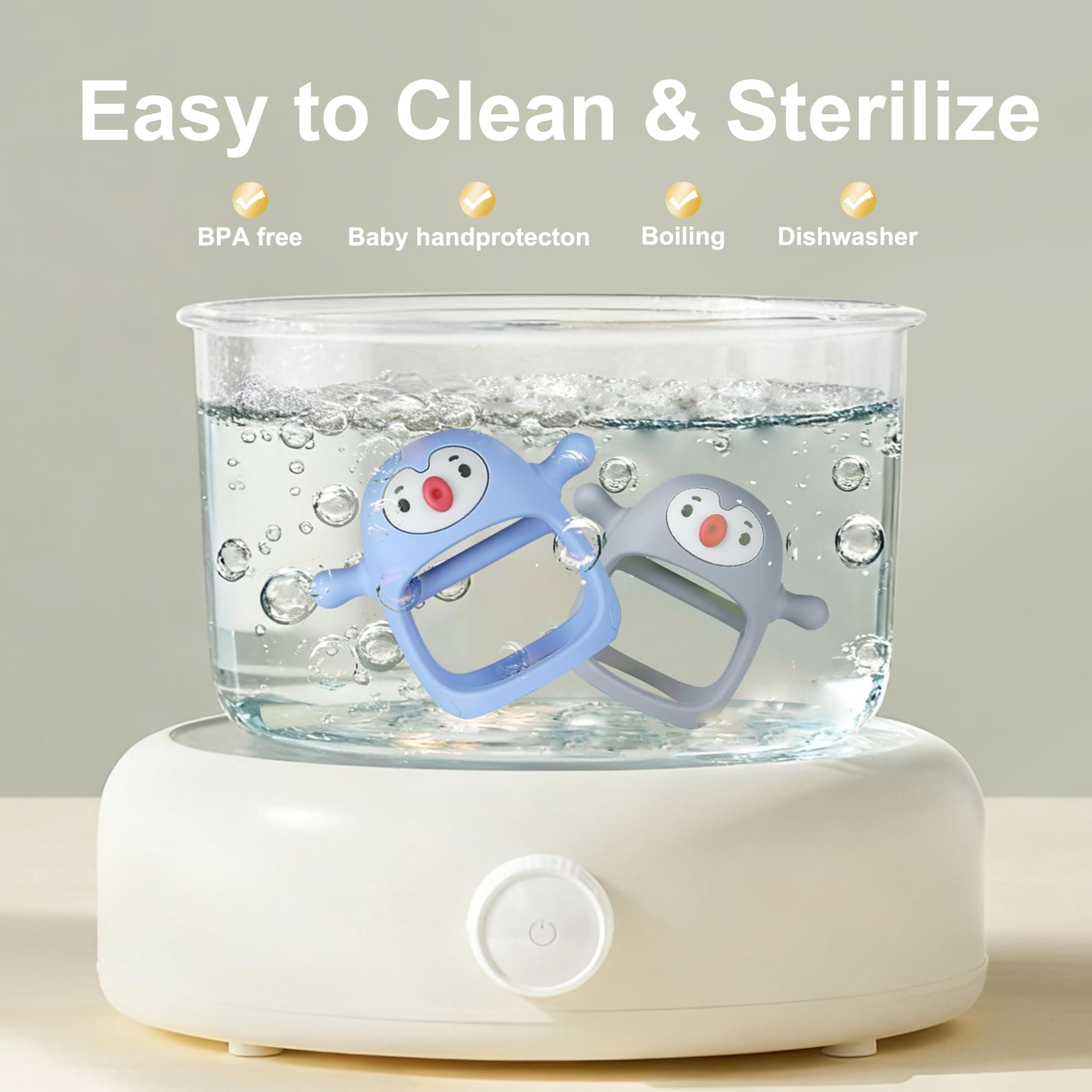 Smily Mia Baby Teething Toys for 0-6Months | Penguin Teether | Hand Teether | Teething Mittens | Light Blue - view 8
