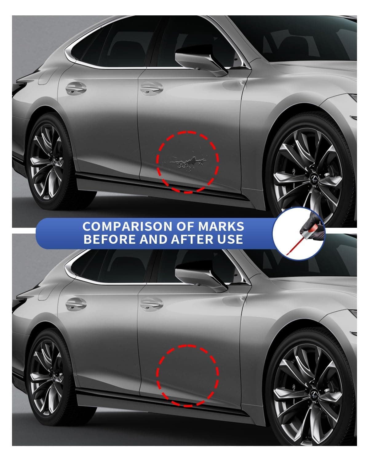 PARTS4EV 1J7 Atomic Silver Metallic Touch Up Paint for Lexus | Flawless Scratch Repair - view 4