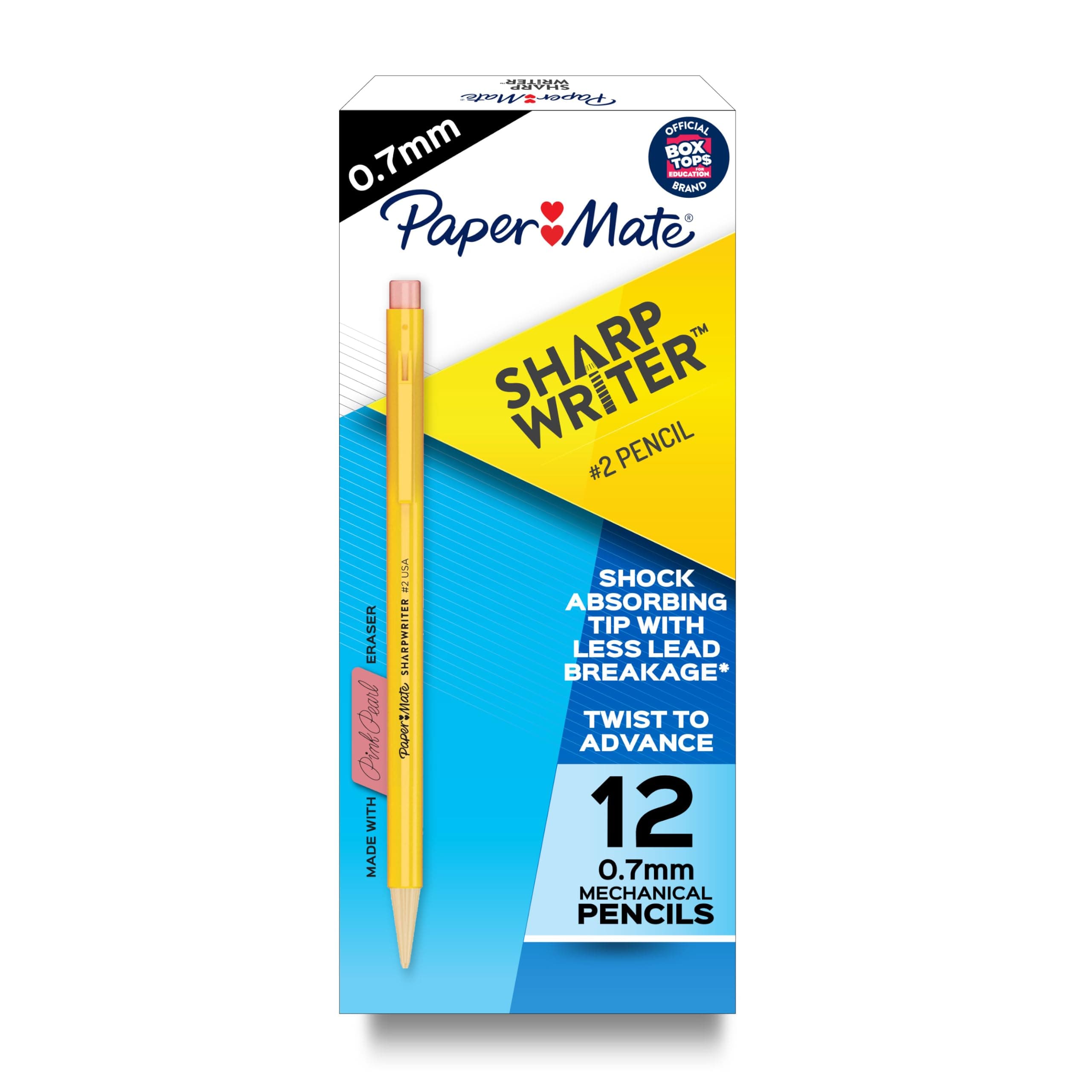 Paper Mate SharpWriter Mechanical Pencils 0.7mm HB #2 Yellow | Shock Absorbing Tip for Precise Writing - main product image