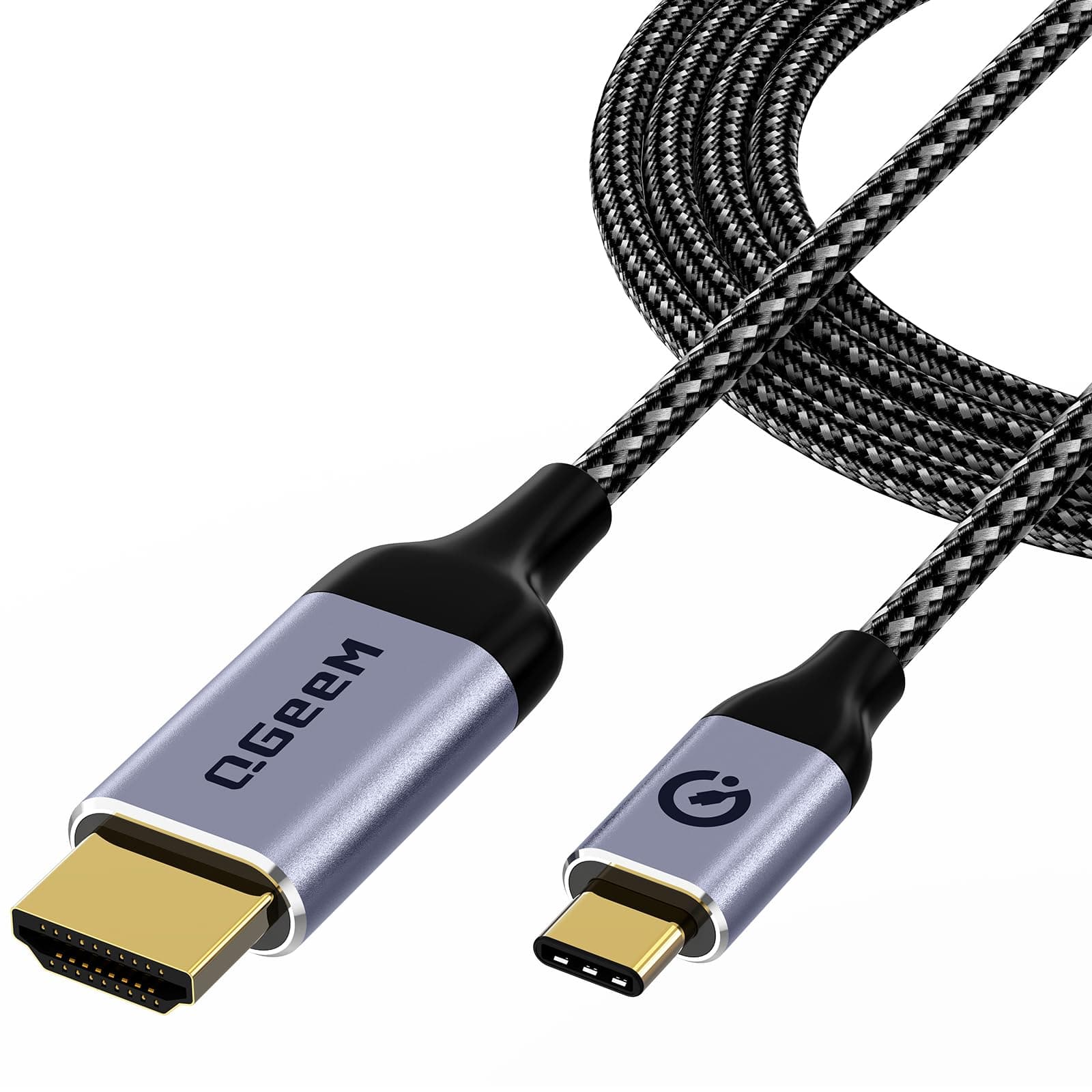 QGeeM USB C to HDMI 4K@60Hz Cable 6FT | Thunderbolt 4 Compatible, Plug & Play, Aluminum Shell - main product image