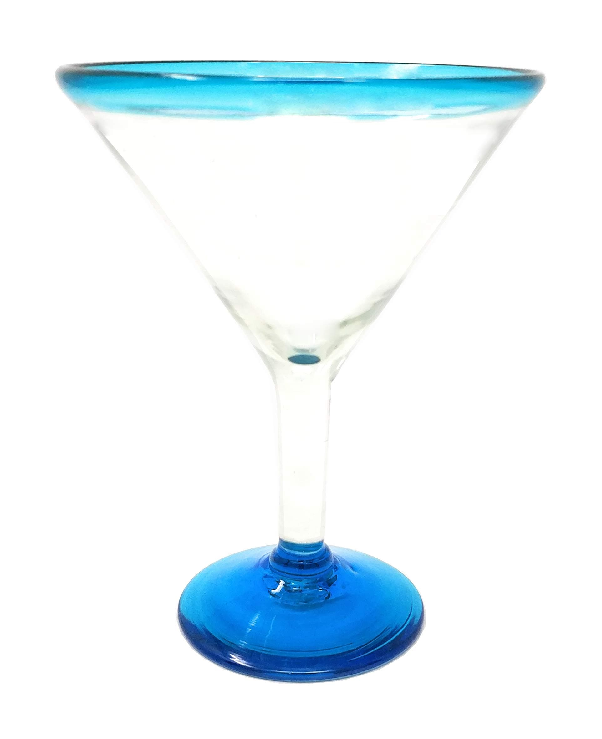 Dos Sueños Aqua Rim Margarita Glasses Set of 4 | Hand Blown Mexican Glassware - view 5