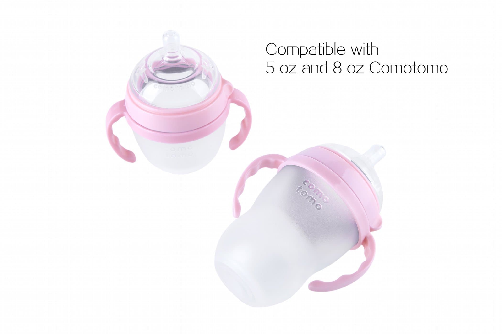 GOLOHO Baby Bottle Handle for Comotomo Bottles 8 oz & 5 oz | Soft Grip, Anti-Slip, BPA-Free, Pink - view 2
