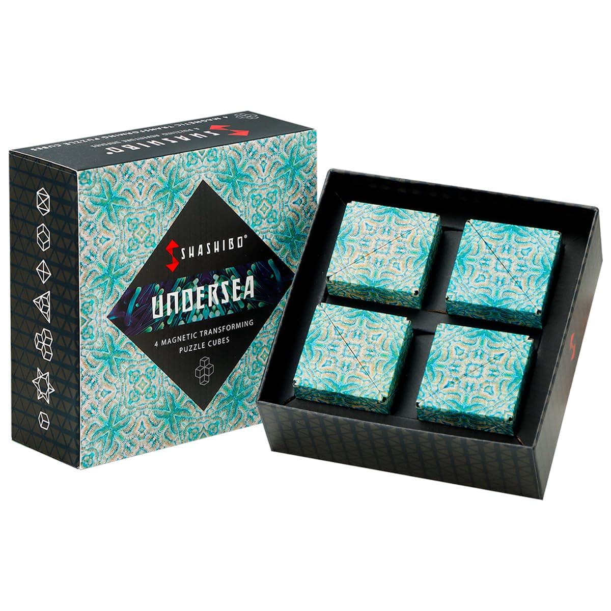 Shashibo Shape Shifting Box 4 Pack (Undersea) | Award-Winning Magnetic Fidget Toy - main product image