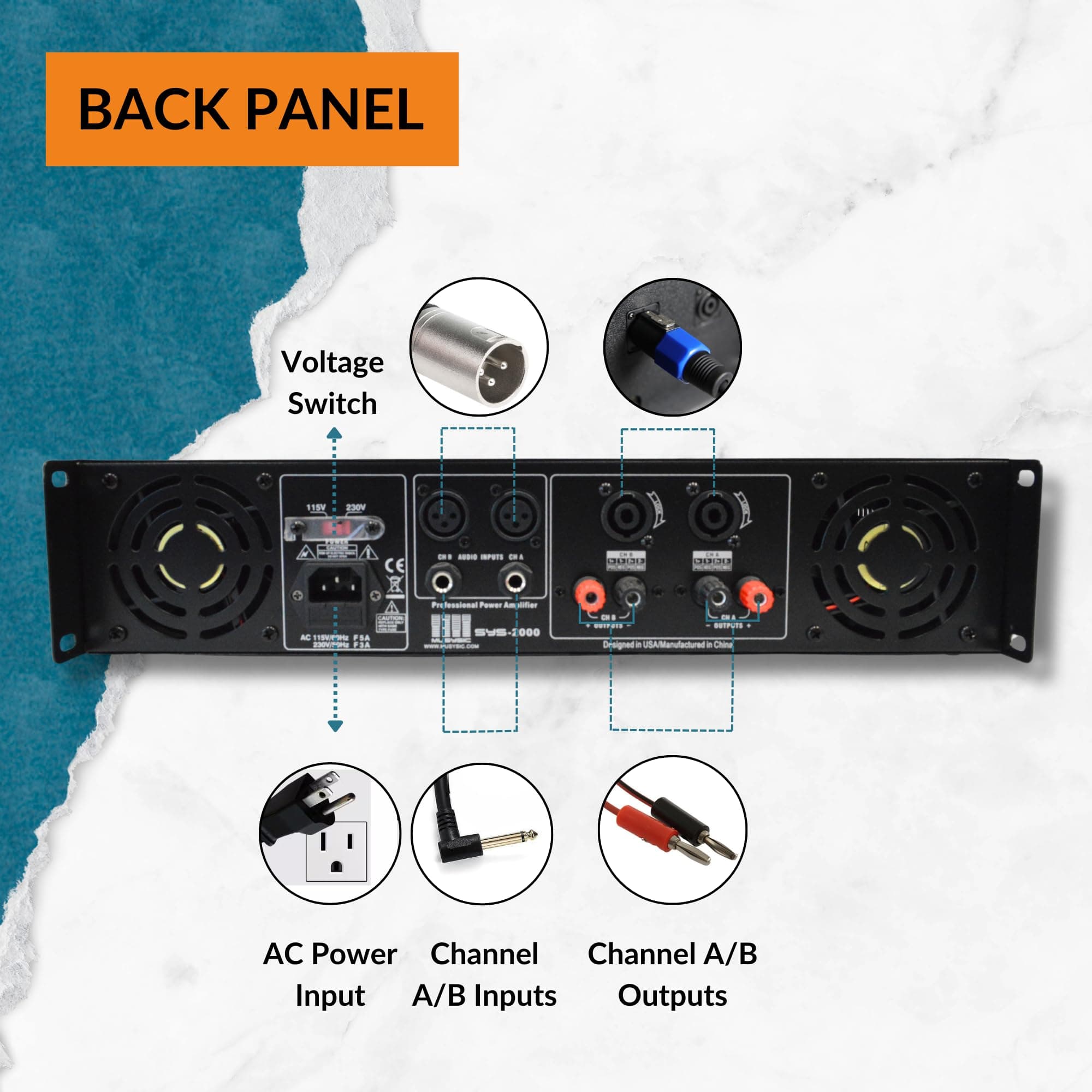 MUSYSIC Power Amplifier 2000 Watts | 2 Channel PA Amplifier for Speakers in India - view 4
