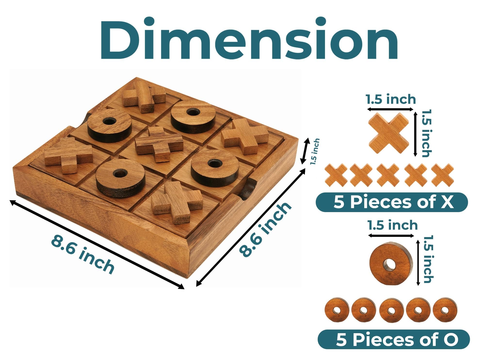 BSIRI Extra Large Tic Tac Toe Board Game | Family & Game Night Decor (8.6 Inch) - view 4