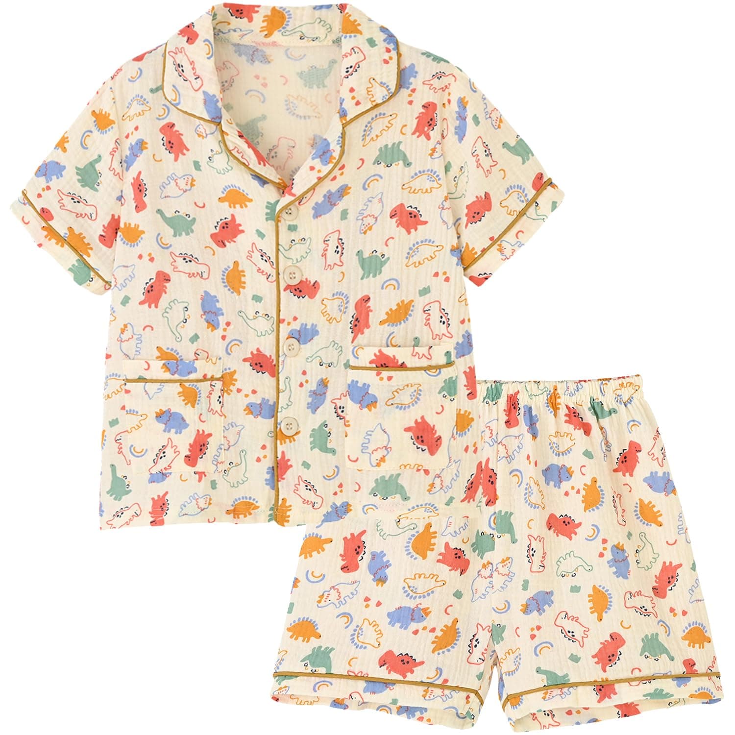 BINIDUCKLING Summer Pjs for Toddler Boys 2T Dinosaurs | Soft Cotton Summer Pajamas - main product image