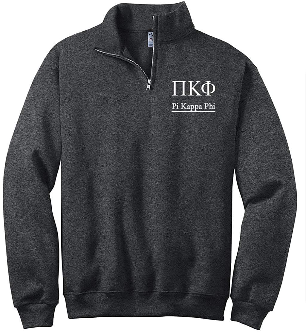 Sorority Letters Shop Pi Kappa Phi Quarter Zip Pullover Sweatshirt XL Grey | Embroidered Greek Letters - main product image
