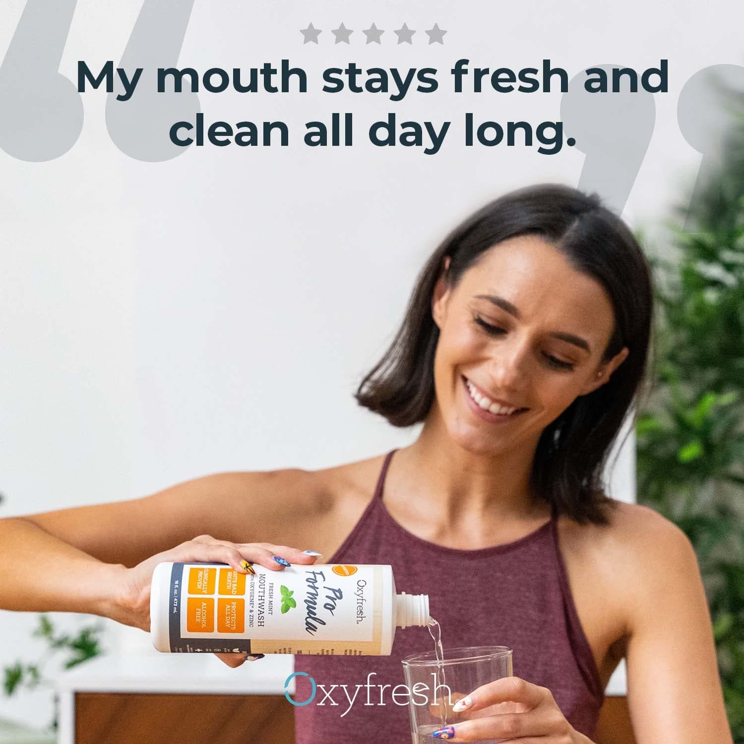 Oxyfresh Premium Pro Formula Fresh Mint Mouthwash – Patented Zinc Mouthwash for Adults - view 3