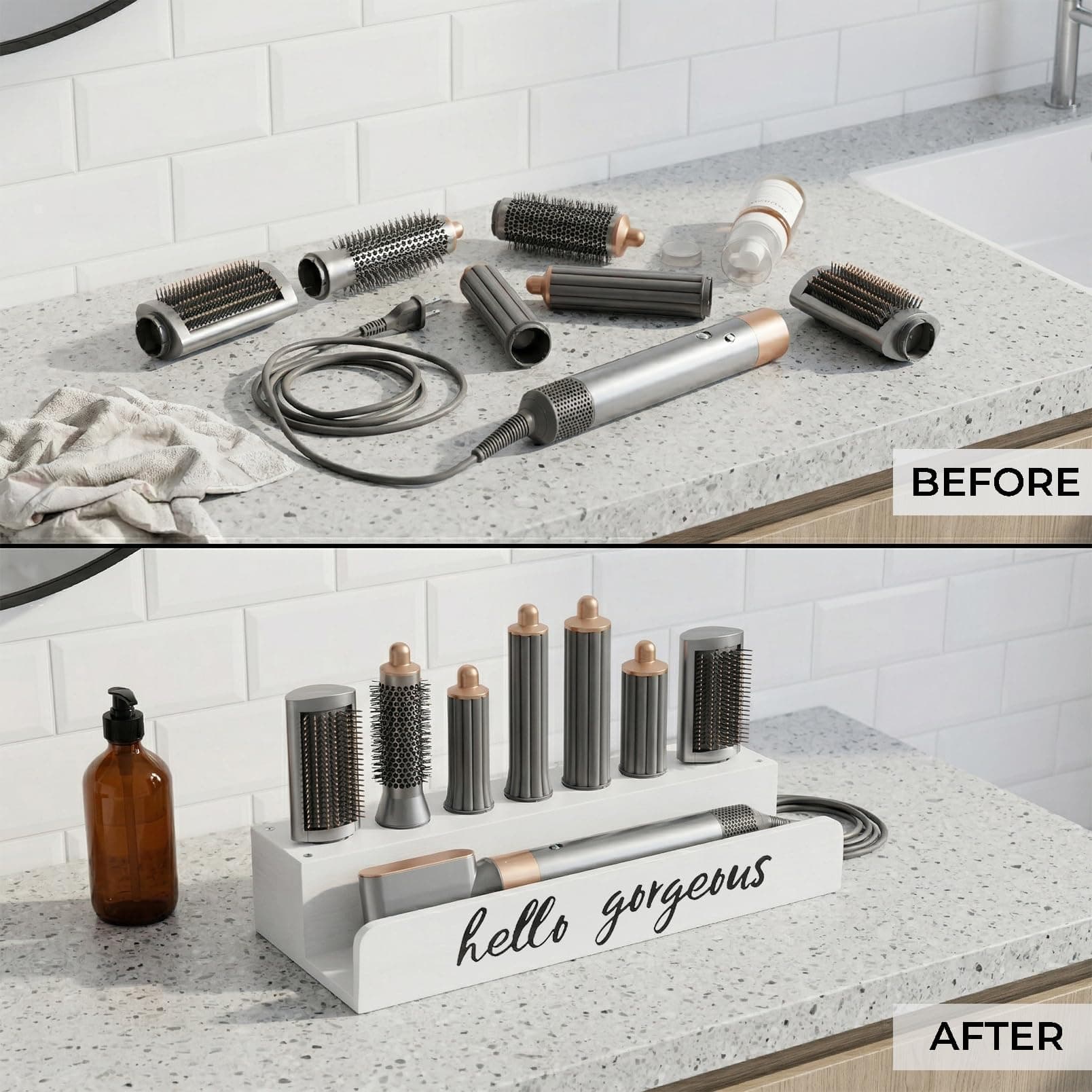 CHONIC Storage Holder for Dyson Airwrap | Farmhouse Wall Mount Organizer (15.35 x 5.51 x 2.76 inches) - view 2