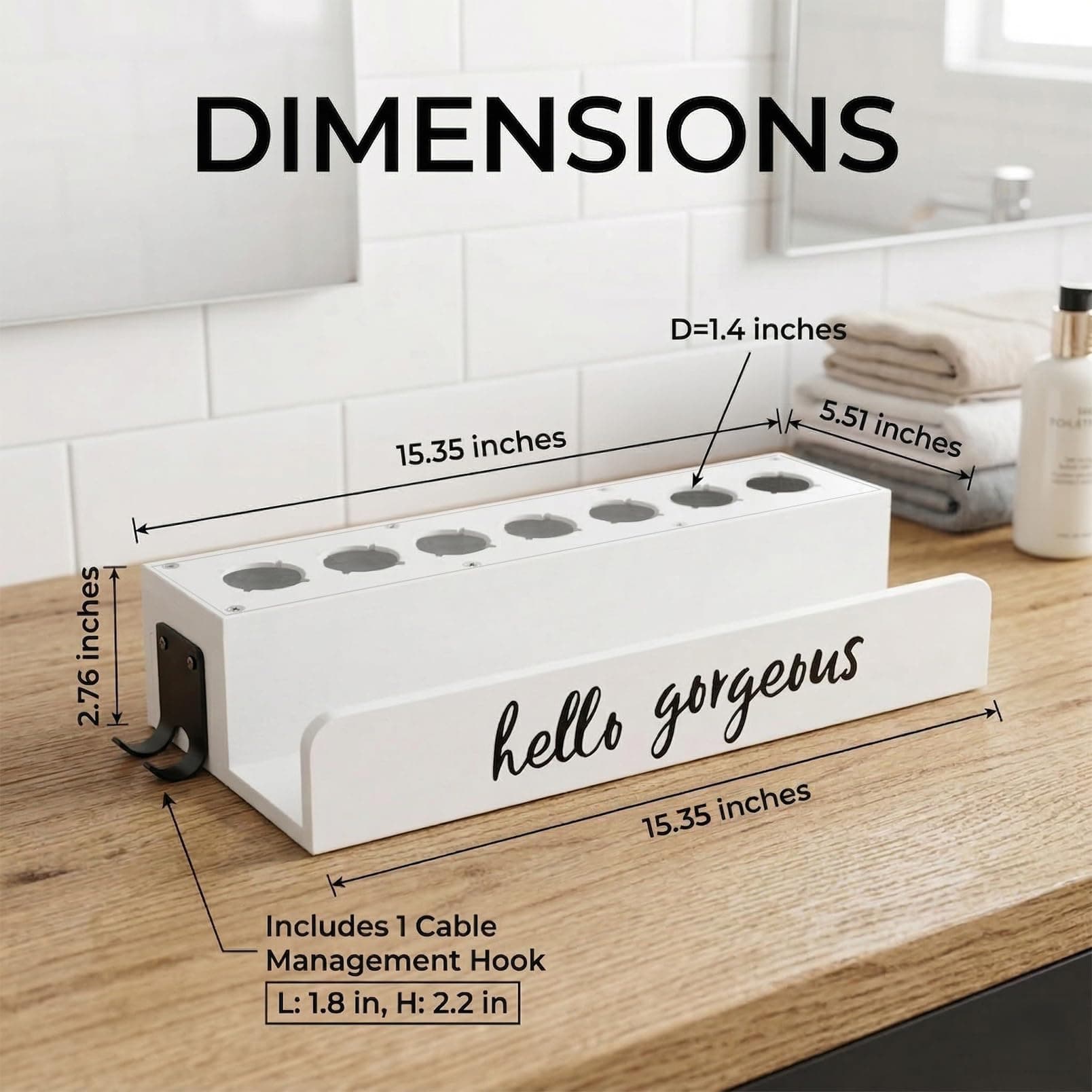 CHONIC Storage Holder for Dyson Airwrap | Farmhouse Wall Mount Organizer (15.35 x 5.51 x 2.76 inches) - view 4