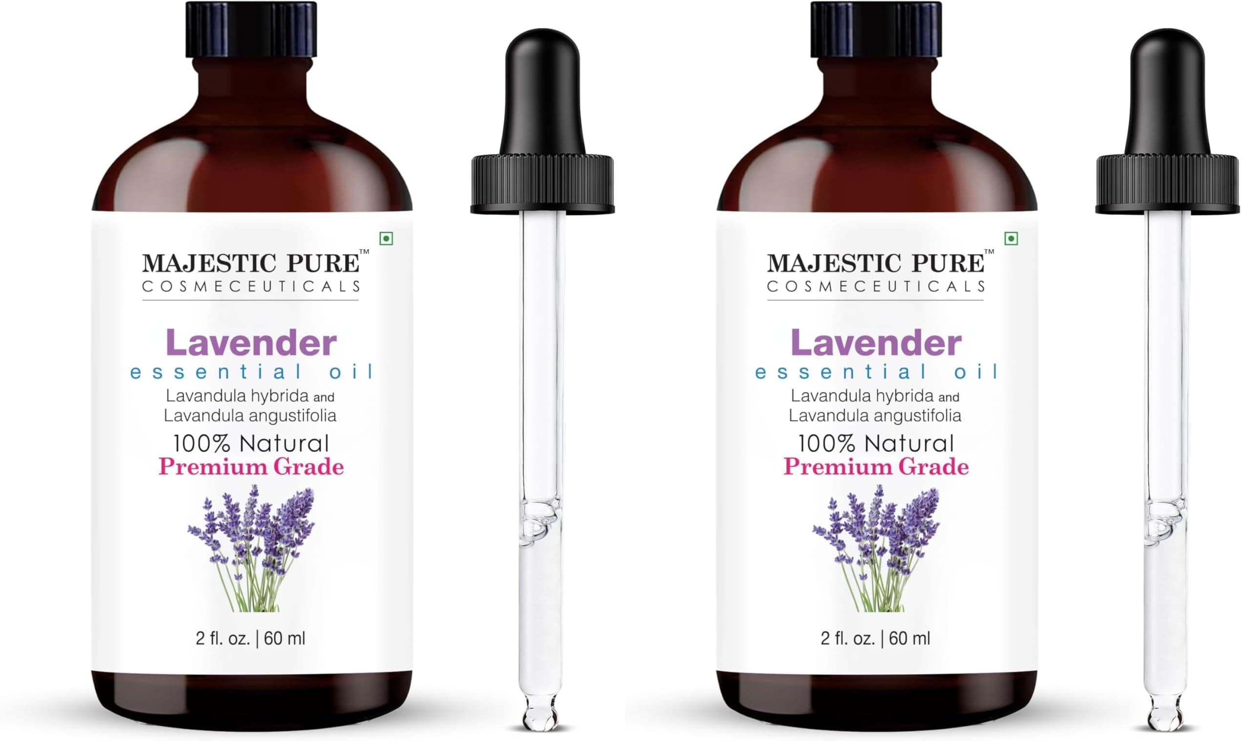 Majestic Pure Lavender Essential Oil 2 Fl Oz (Pack of 2) | Pure Natural Oil for Diffuser & Aromatherapy - main product image