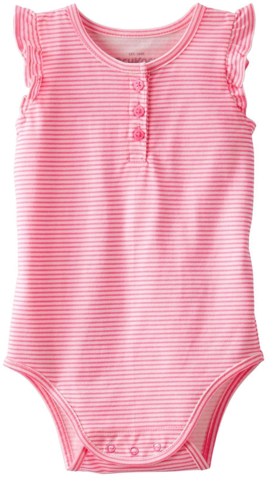 OSHKOSH B'GOSH Baby Girls' Striped Knit Dress - Beige - 12 Months | Casual Baby Dress with Long Sleeve — Pink / 12 Months