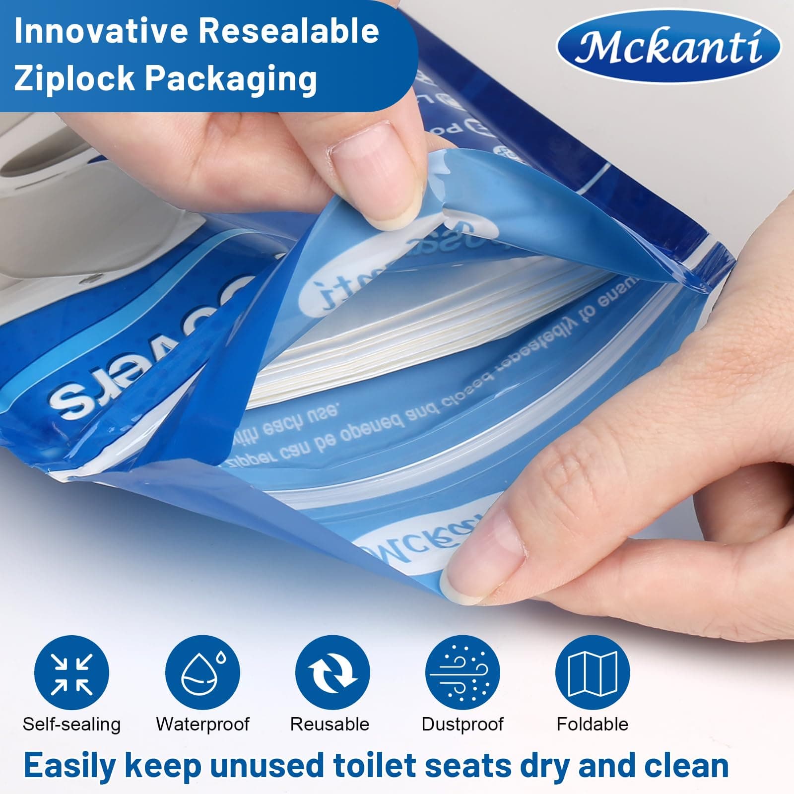 Mckanti Toilet Seat Covers Disposable 120 Pack XL | Biodegradable & Travel Essential - view 2