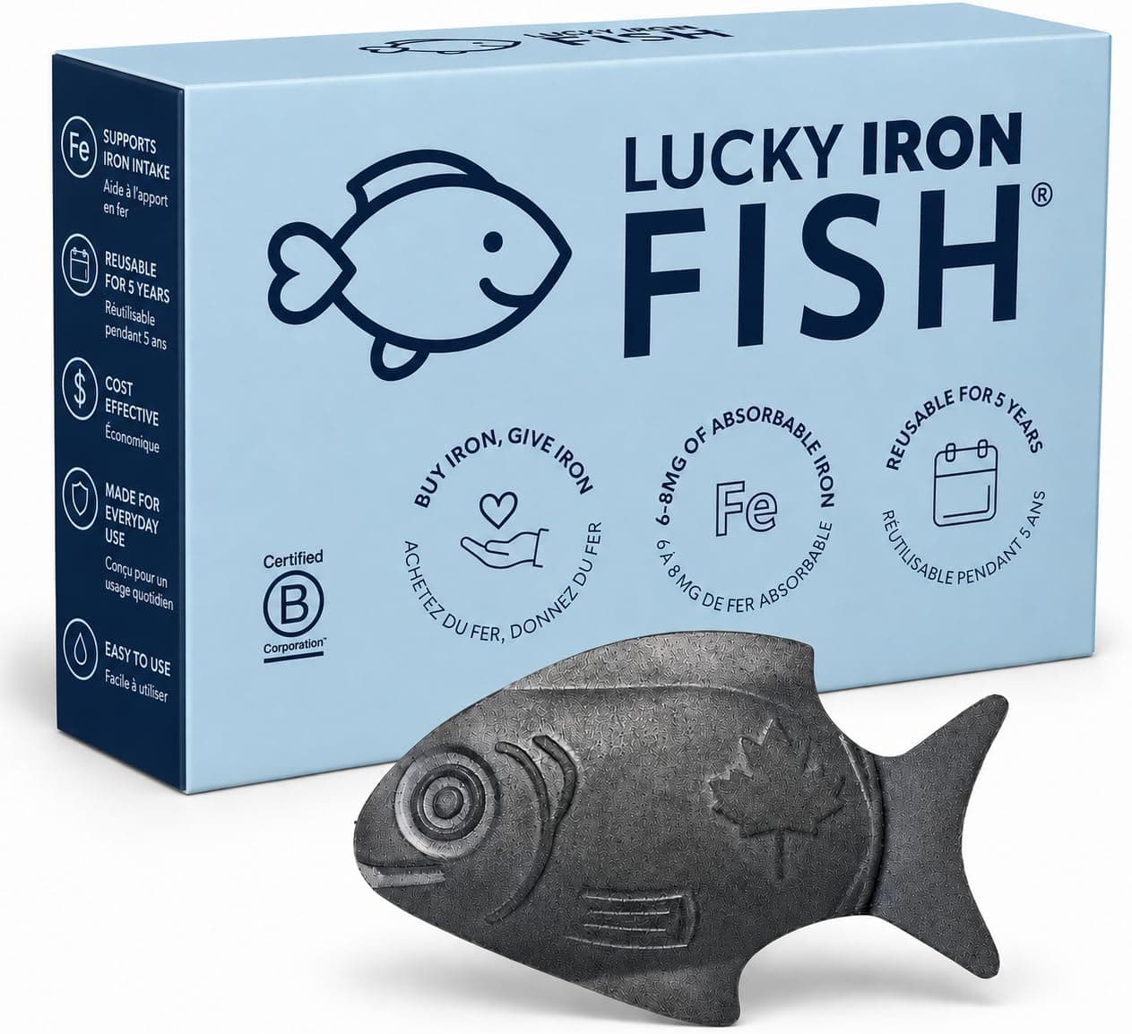 Lucky Iron Fish Natural 4oz Kitchen | Protect & Prevent Rust with Vegan Coconut & Lemon Oils