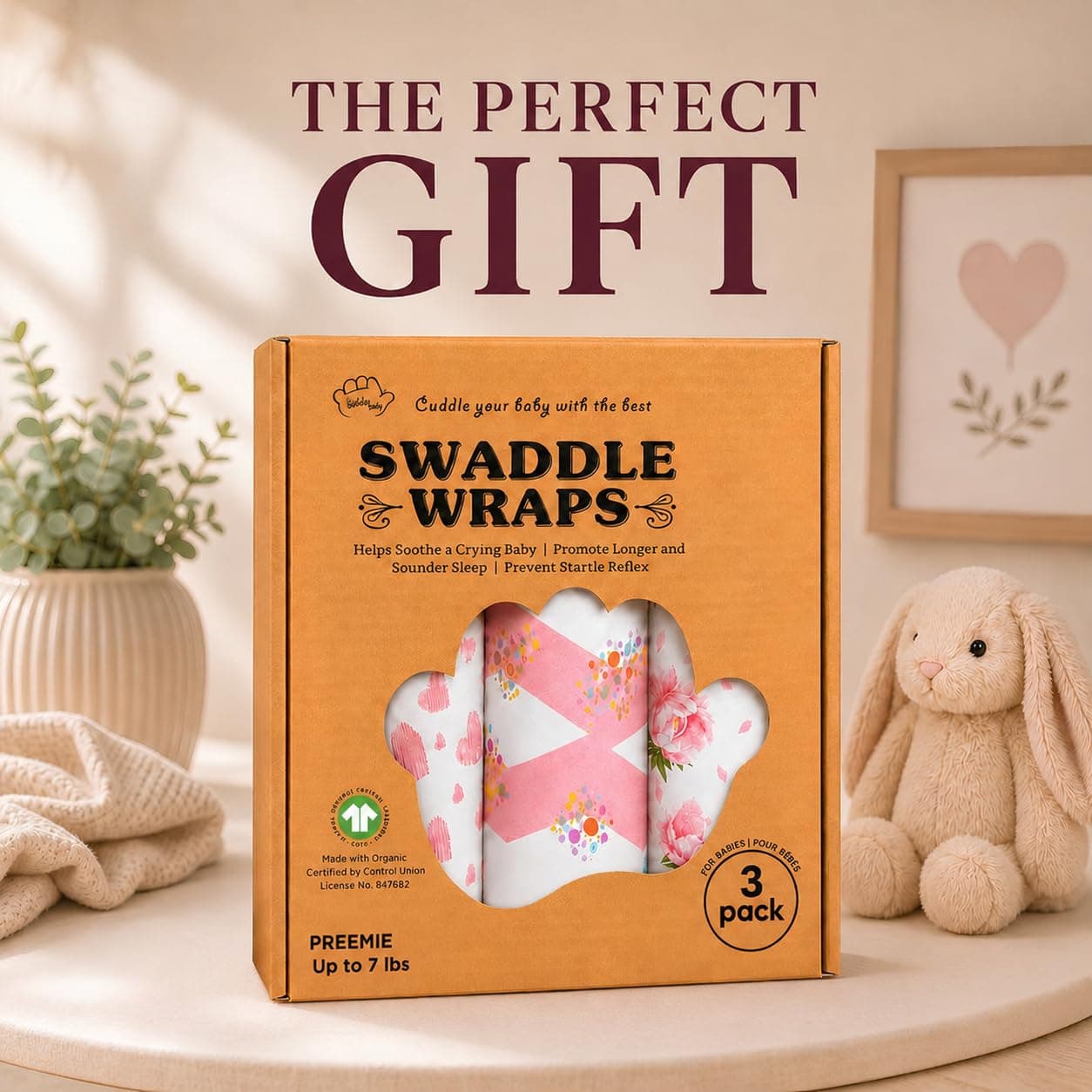 Bublo Baby Organic Preemie Swaddles 4-7 lbs | Gentle, Adjustable & Breathable for Premature Babies - view 9