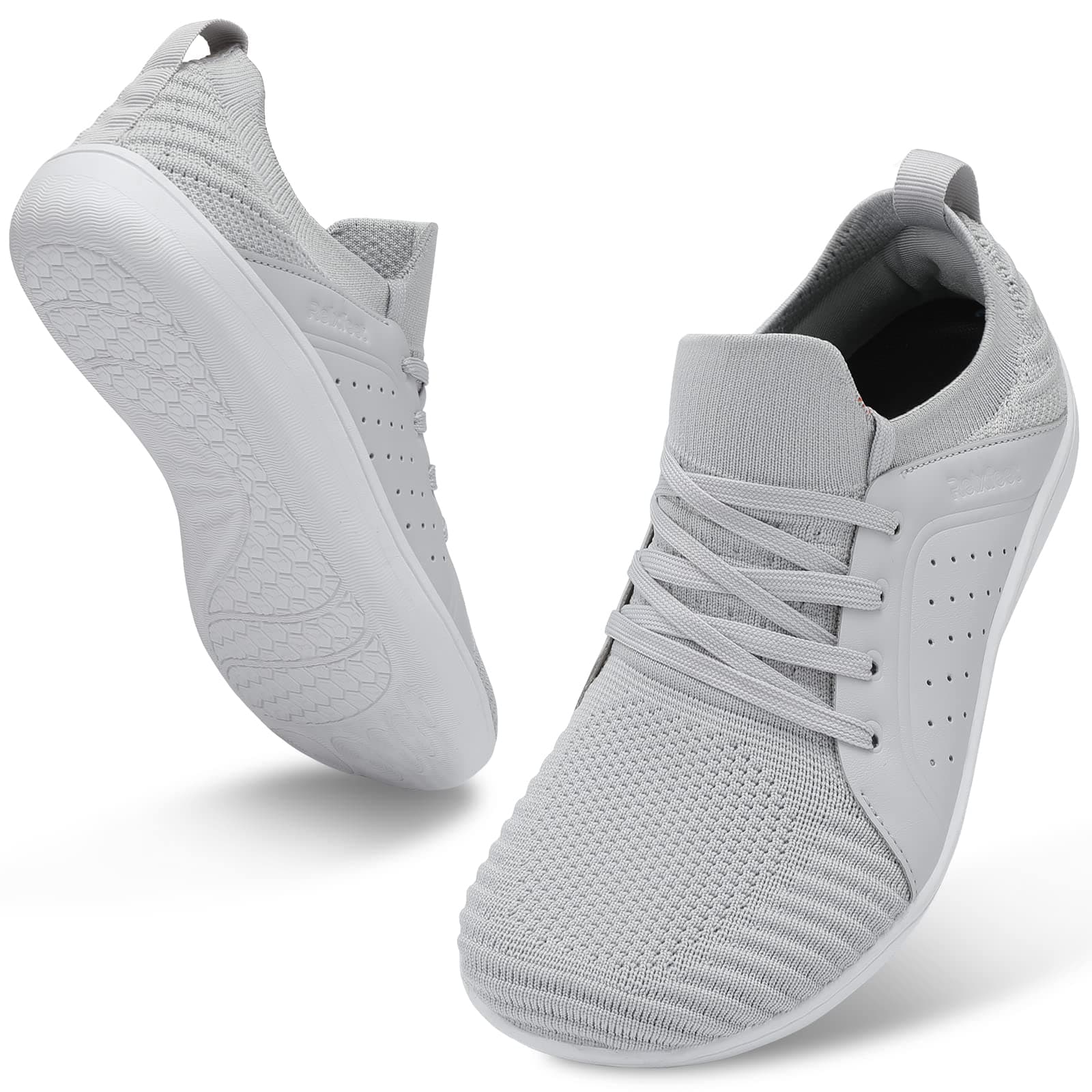 relxfeet Men's Barefoot Shoes Wide Toe Box Zero Drop, Light Gray 10.5 | Breathable, Flexible & Lightweight for Indian Men - main product image