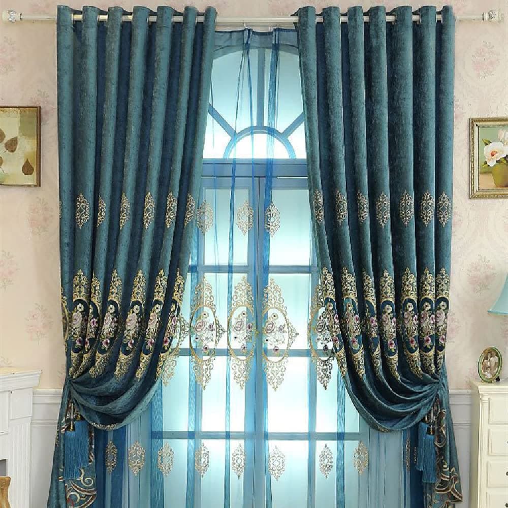 Amidoudou Luxury Jacquard Curtains 51x84 Inch | Semi-Blackout Noise-Reducing Drapes - view 2
