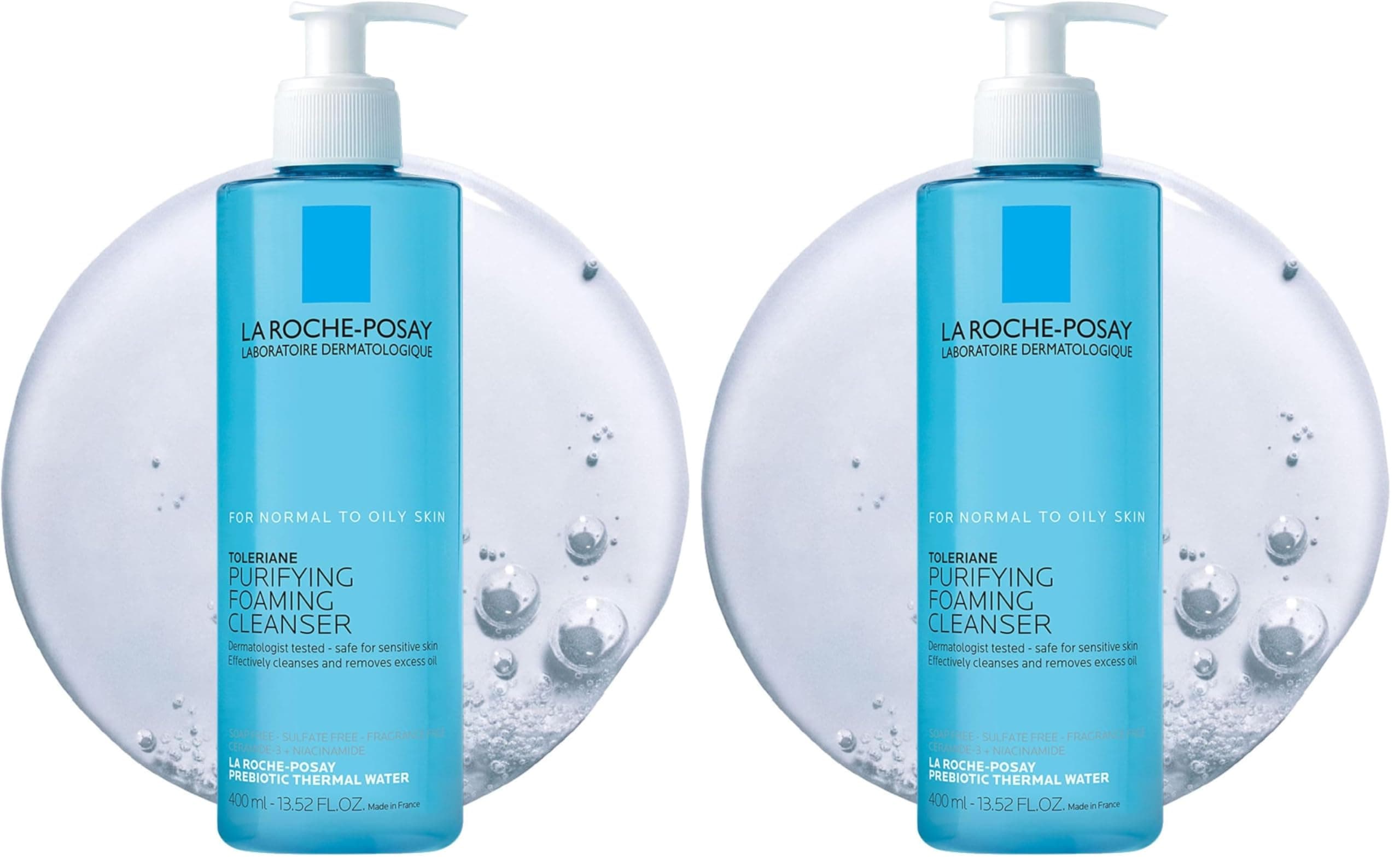 La Roche-Posay Toleriane Purifying Foaming Facial Cleanser Pack of 2 (400ml x 2) | Gentle Cleansing for Sensitive Skin - main product image