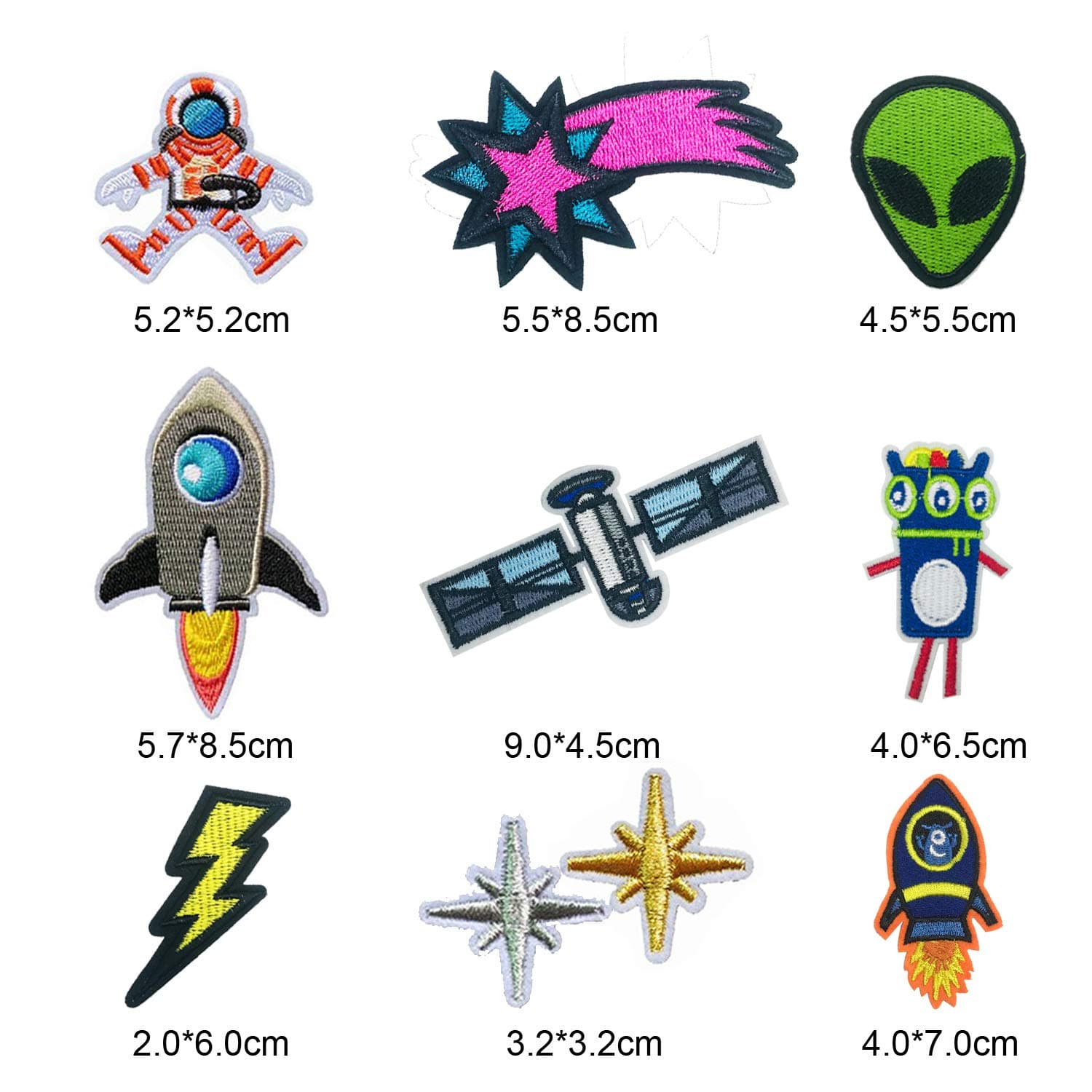 Woohome 35 pcs fabric appliqué patches Solar System space planets | Iron-on & sew-on DIY decoration - view 3