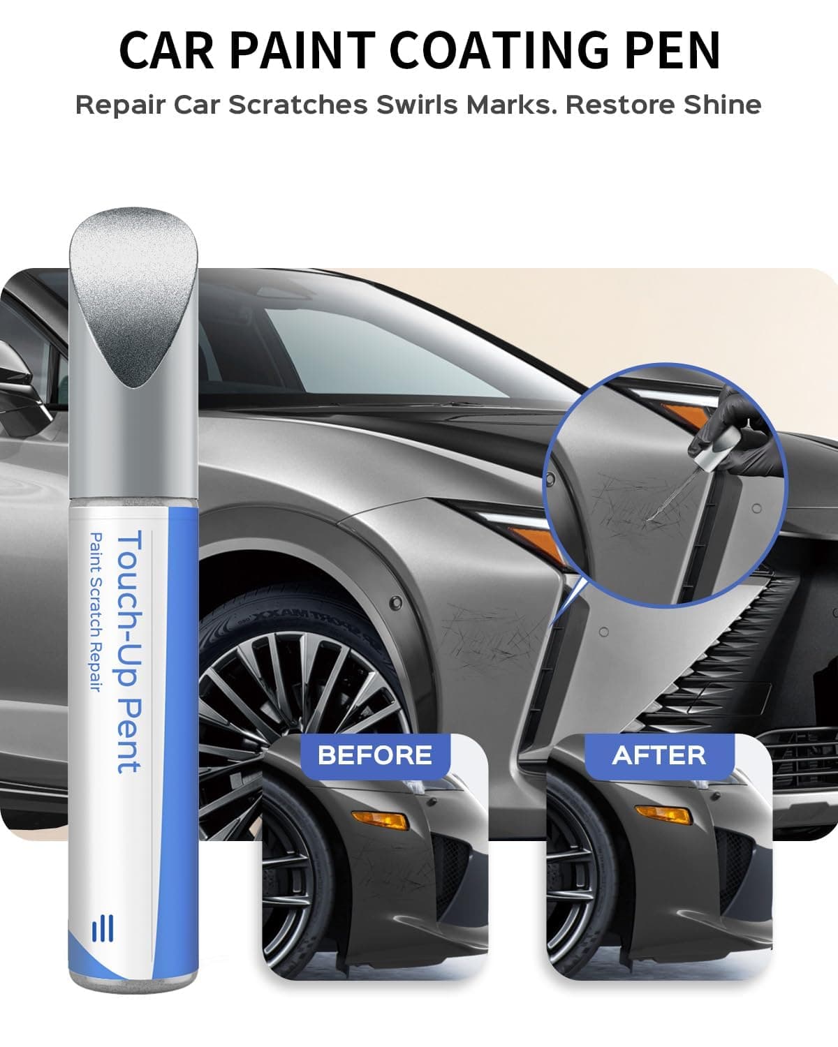 PARTS4EV 1J7 Atomic Silver Metallic Touch Up Paint for Lexus | Flawless Scratch Repair - view 2