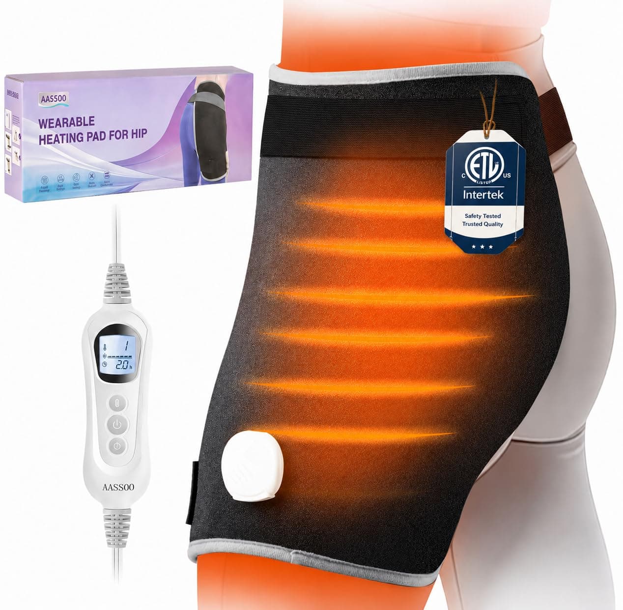 AASSOO Graphene Hip Heating Pad 18.5"×16" | Targeted Sciatica & Hip Recovery Support - main product image
