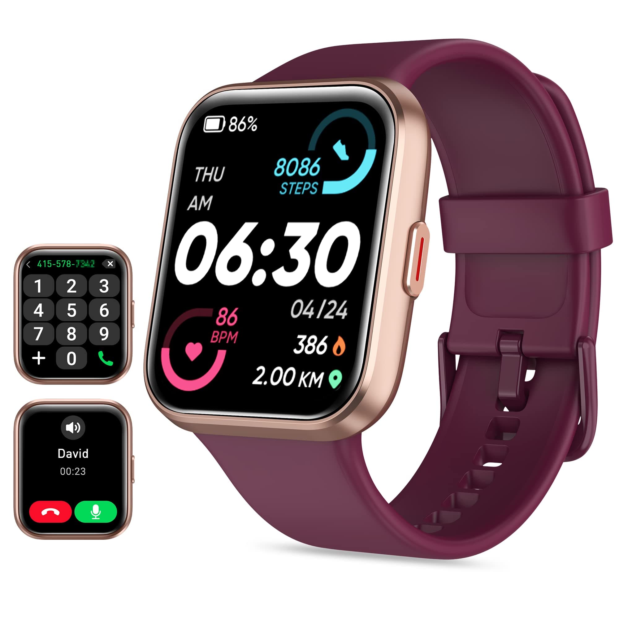 Tensky Smart Watch for Men Women 1.8" Touch Screen Fitness Tracker Heart Rate Sleep Monitoring 100 Sports Waterproof