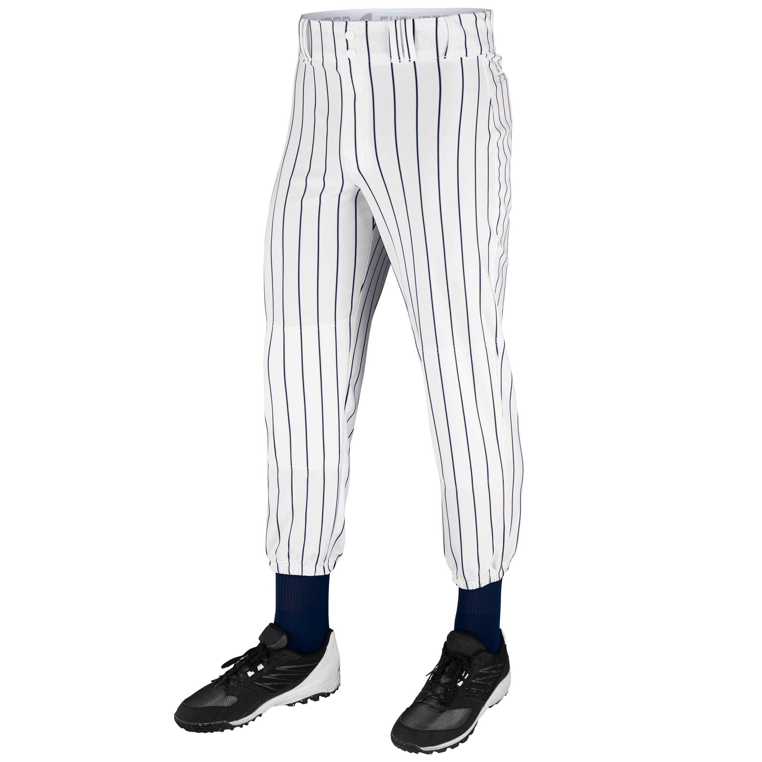 CHAMPRO Boys Triple Crown Pinstripe Polyester Baseball Pant, X-Large US | Durable, Comfortable, Abrasion-Resistant — White, Navy / X-Large