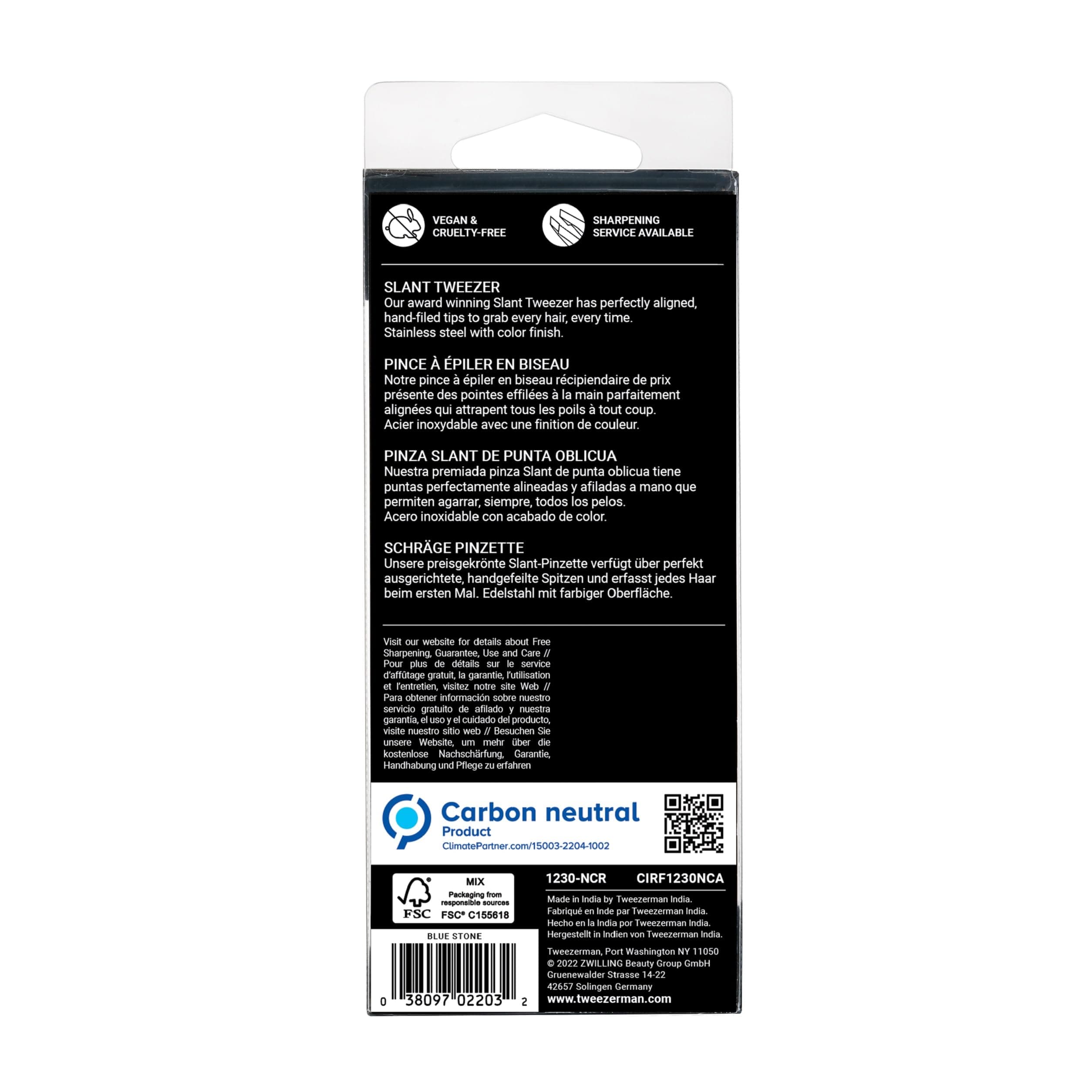 Tweezerman Slant Tweezer – Tweezerman Tweezers for Eyebrows Blue Stone | Precision, Hand-Filed Tips, 25° Slant, Stainless Steel - view 8