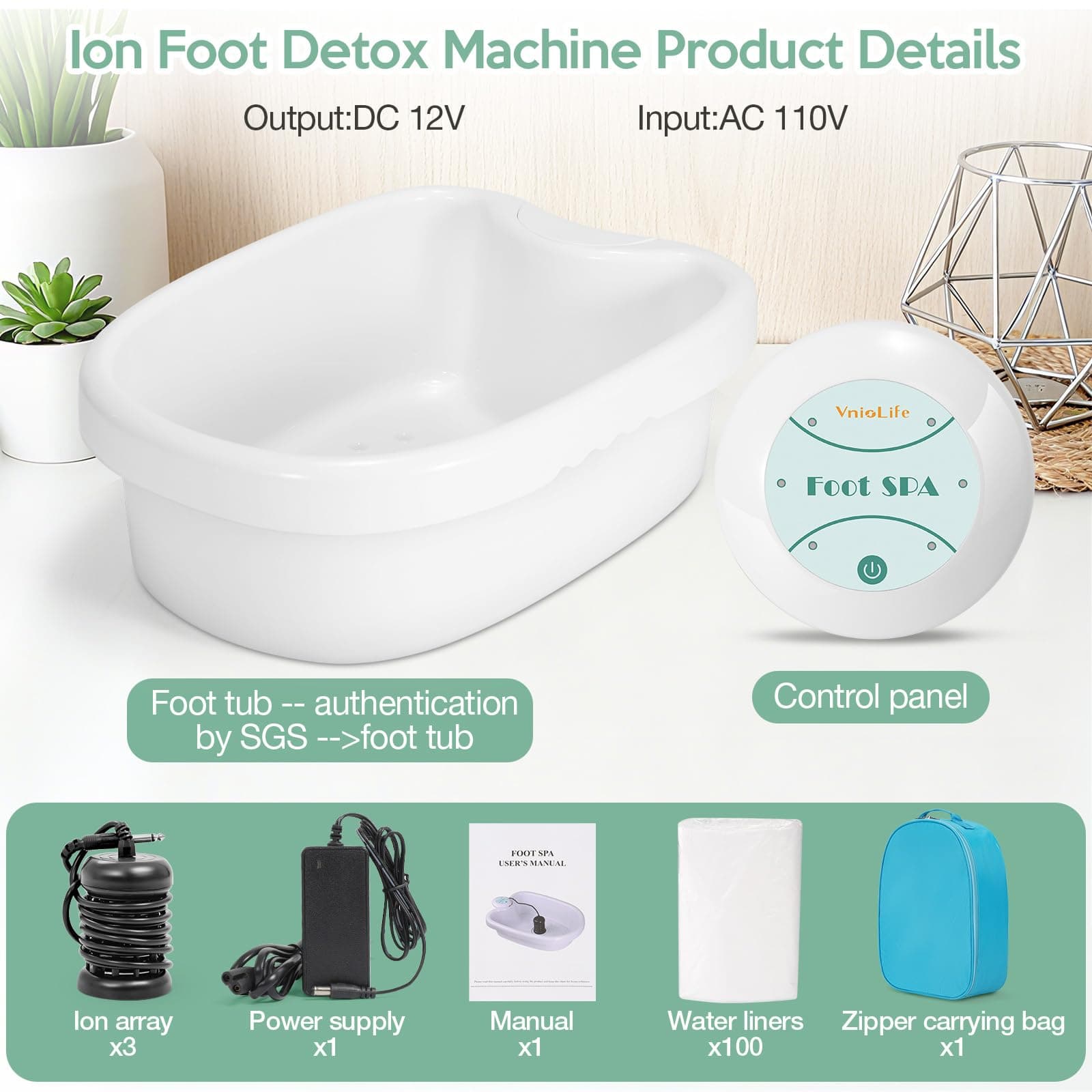 VnioLife Ionic Foot Bath Detox Machine with 3 Ionic Arrays | Home Foot Spa for Detox & Relaxation - view 6