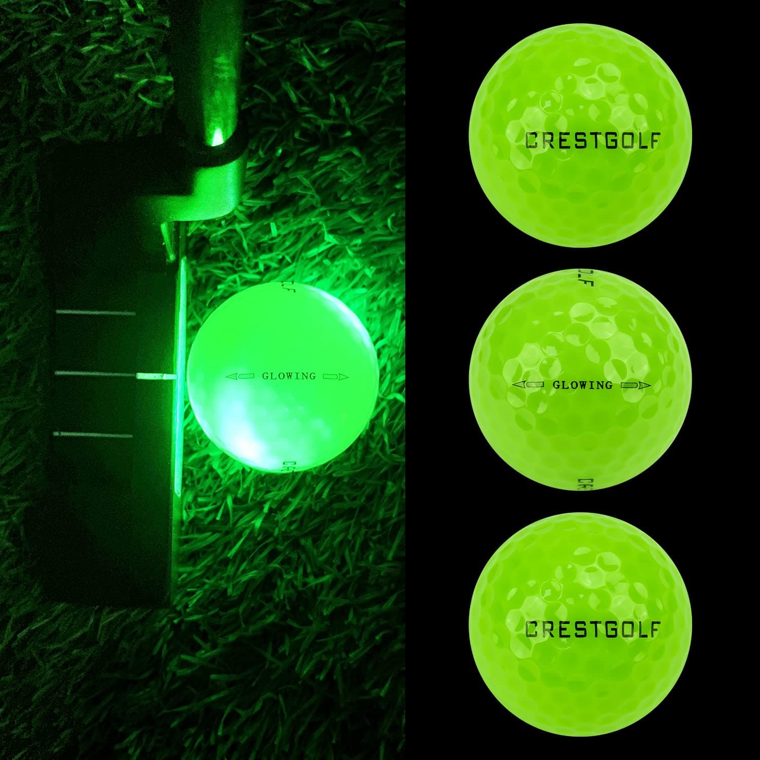 Crestgolf 6 Pack Glow in The Dark Golf Balls Light up Night LED Golf Balls with 12-Minute Reset Timer - view 6