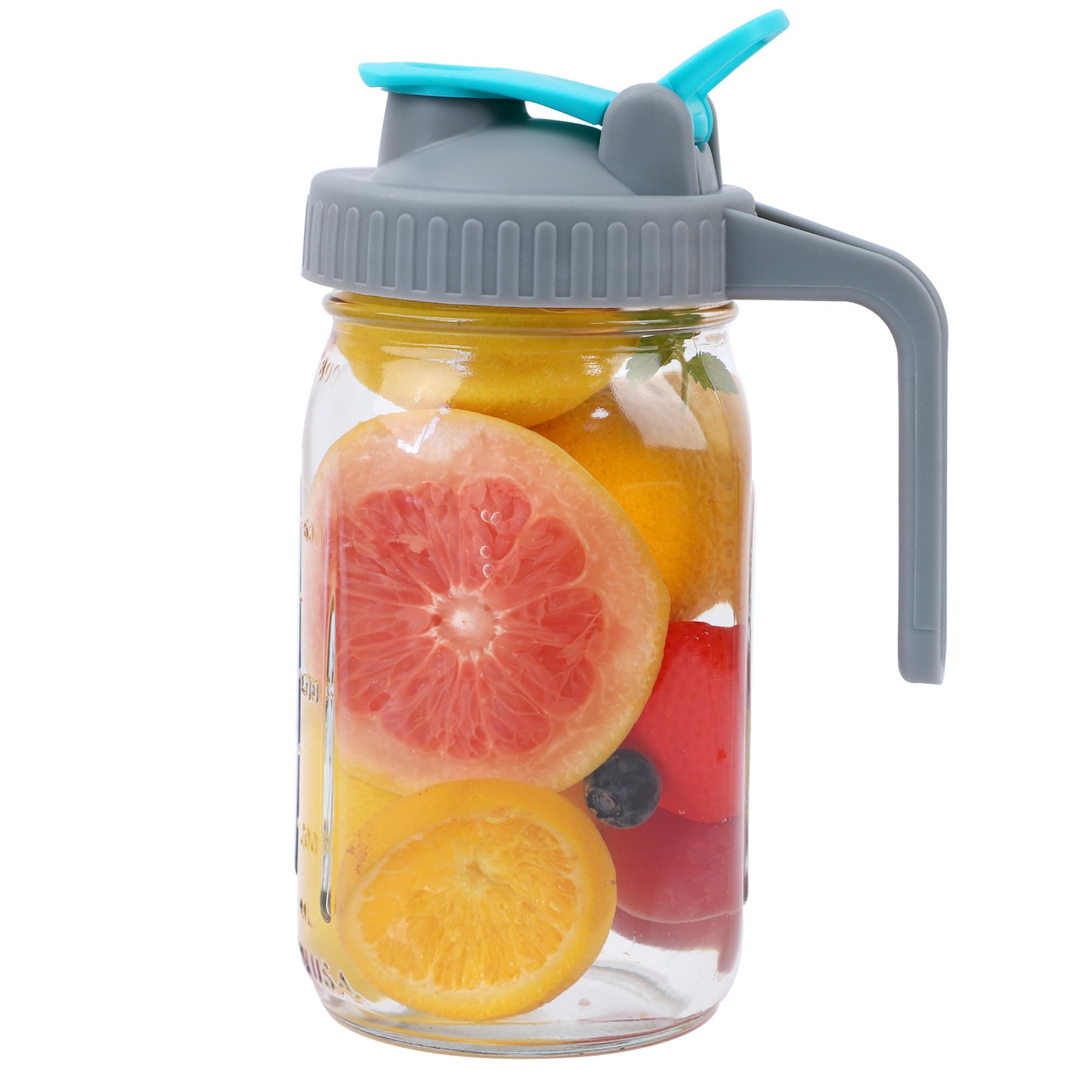 GMSWEET Mason Jar Pitcher 32 Oz Wide Mouth with Handle & Pour Spout | Leakproof Glass Jug for Cold Brew & Lemonade - main product image