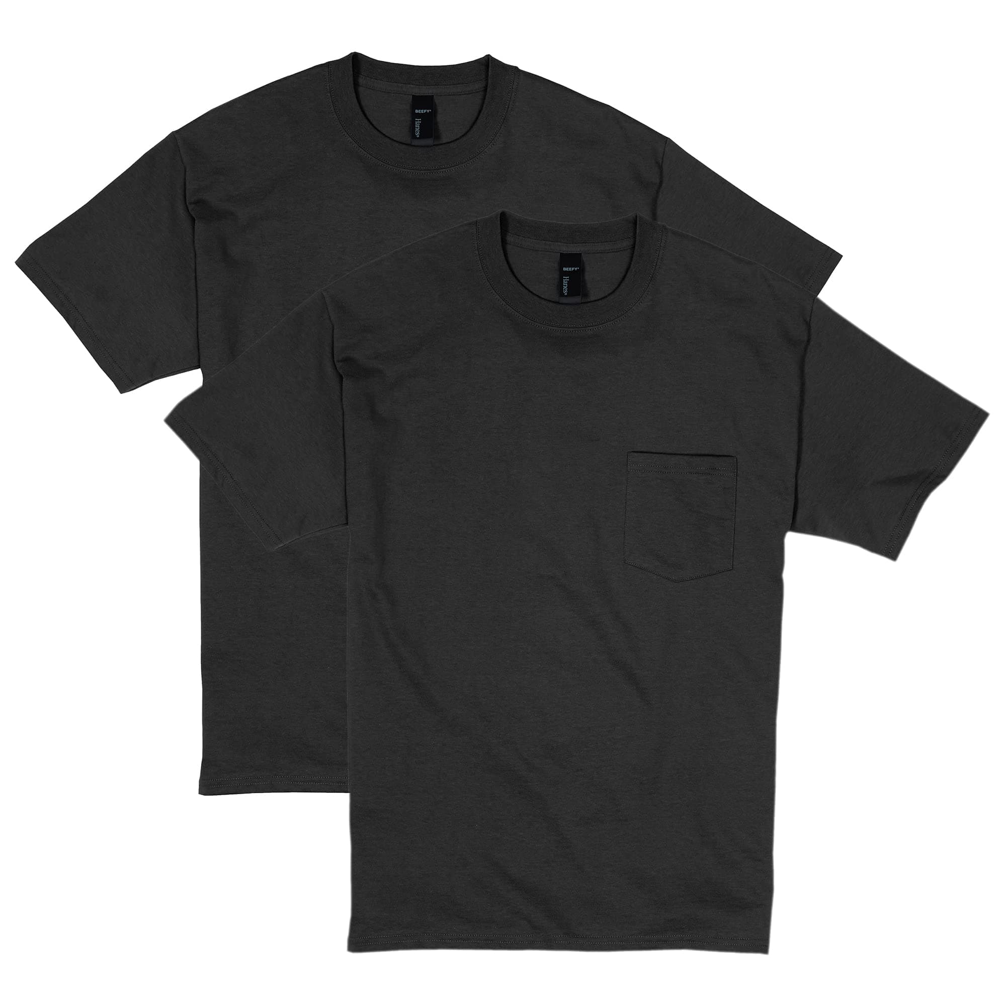 Hanes Mens Beefy-t Pocket T-shirt Heavyweight Cotton Full-cut 2 Pack | Classic Comfort & Durability - main product image