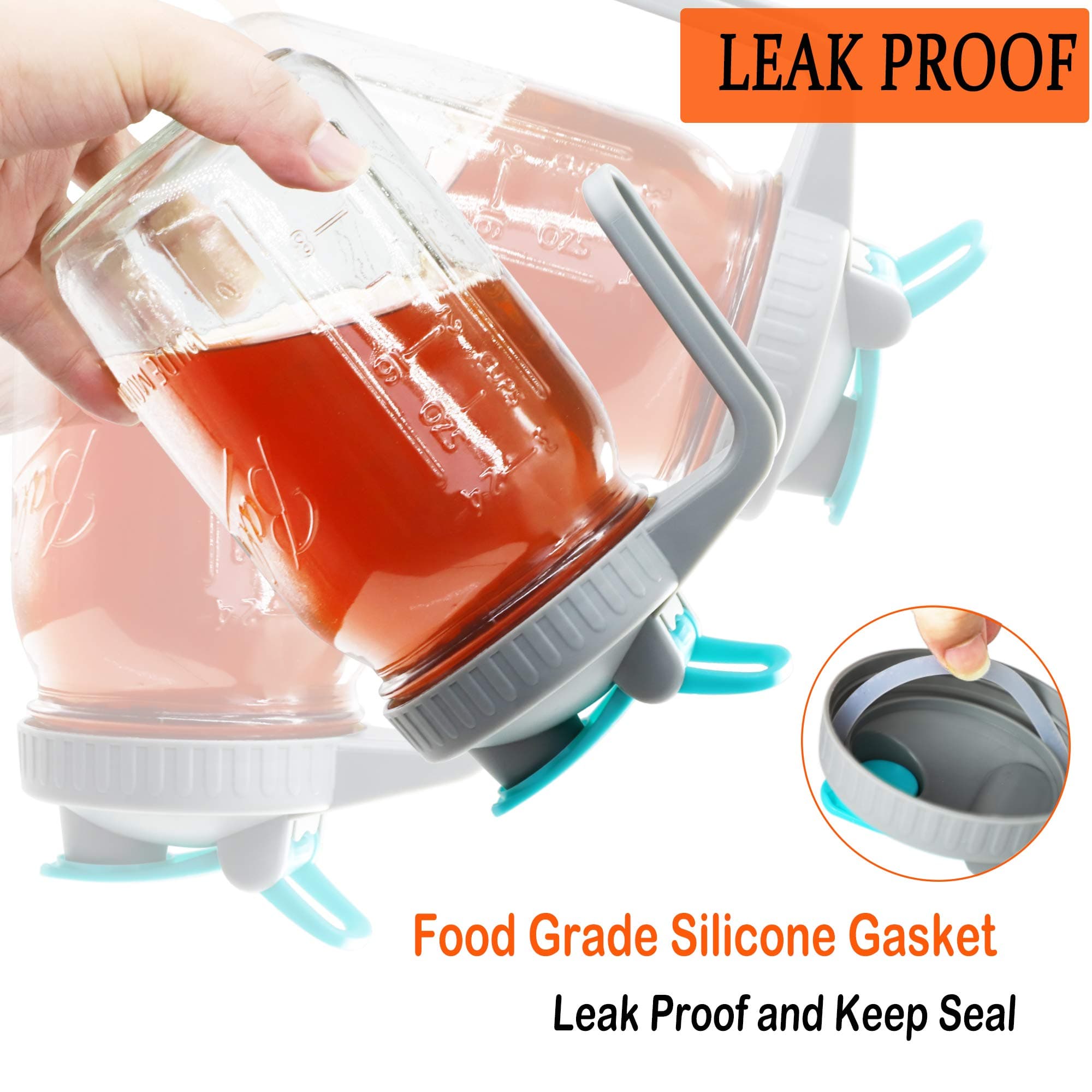 GMSWEET Mason Jar Pitcher 32 Oz Wide Mouth with Handle & Pour Spout | Leakproof Glass Jug for Cold Brew & Lemonade - view 2