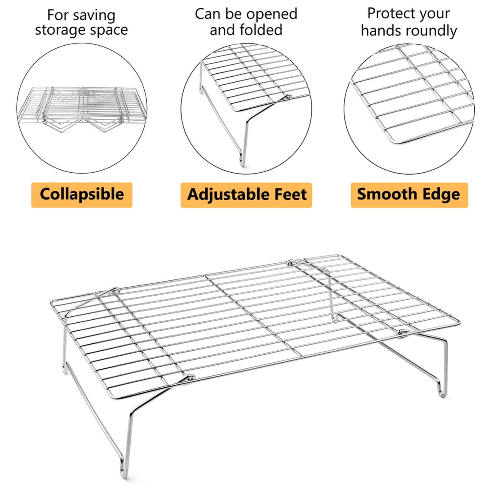 P&P CHEF 4-Tier Cooling Rack Set, Stainless Steel Stackable 15" x 10" | Durable & Rust-Free - view 2
