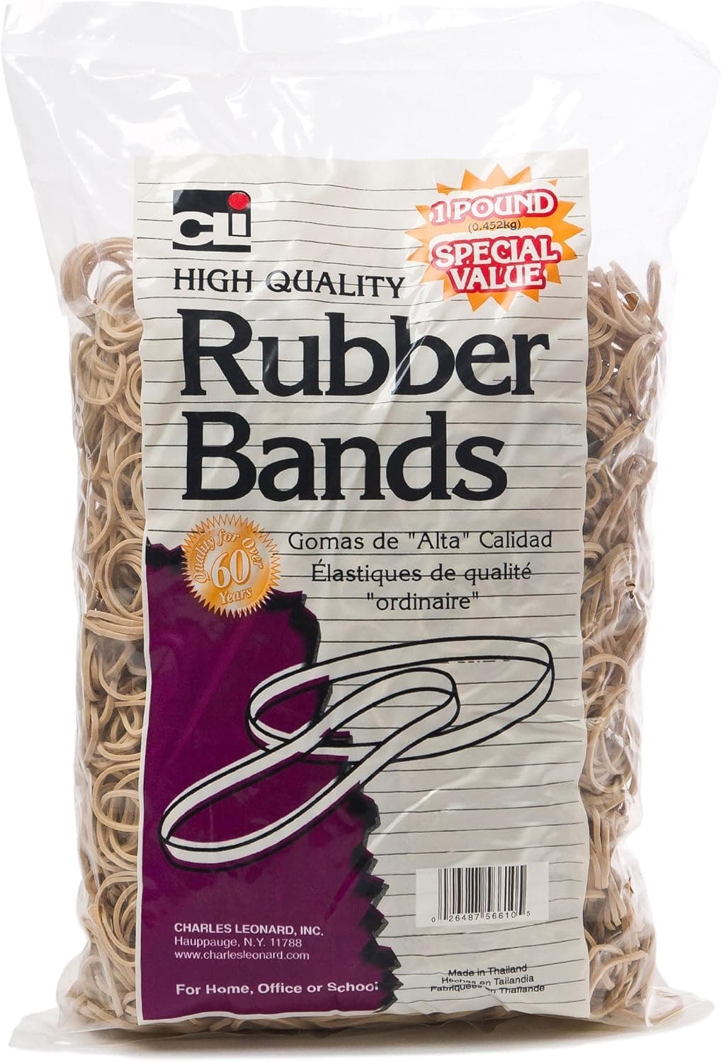 Charles Leonard Rubber Bands Size #32 | Seamless, Durable, 1lb Bag