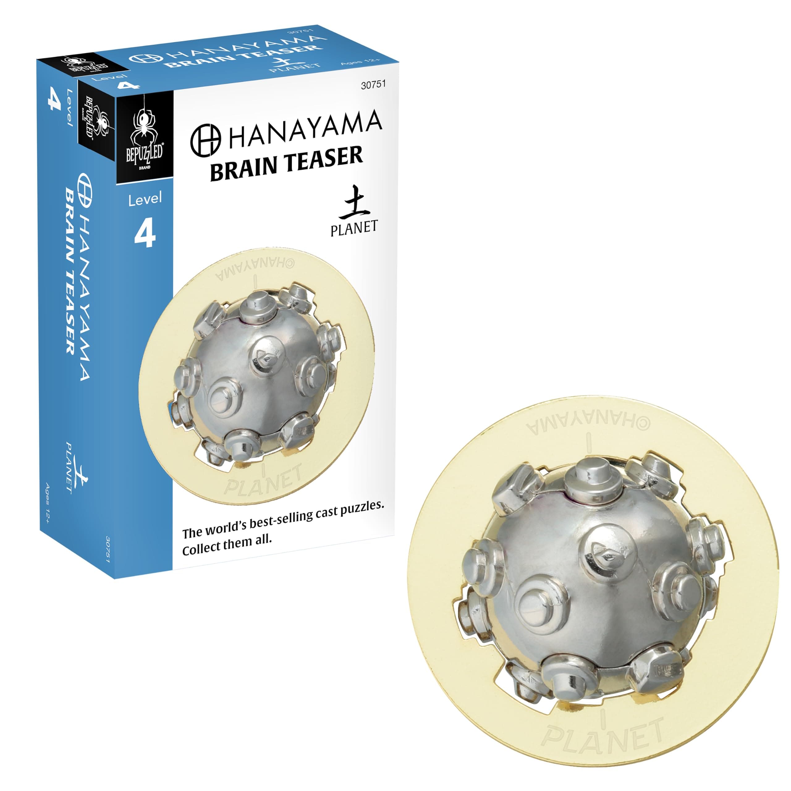 Bepuzzled Planet Hanayama Cast Metal Brain Teaser Puzzle Level 4 | Mensa-Rated Challenge for Ages 12+ - main product image