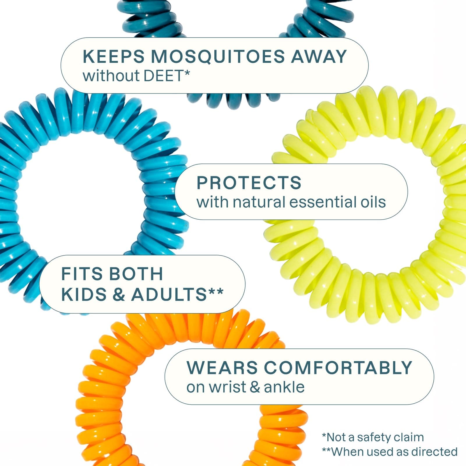 Cliganic Mosquito Repellent Bracelets 60 Pack | Natural DEET-Free Bands for Family & Kids - view 3