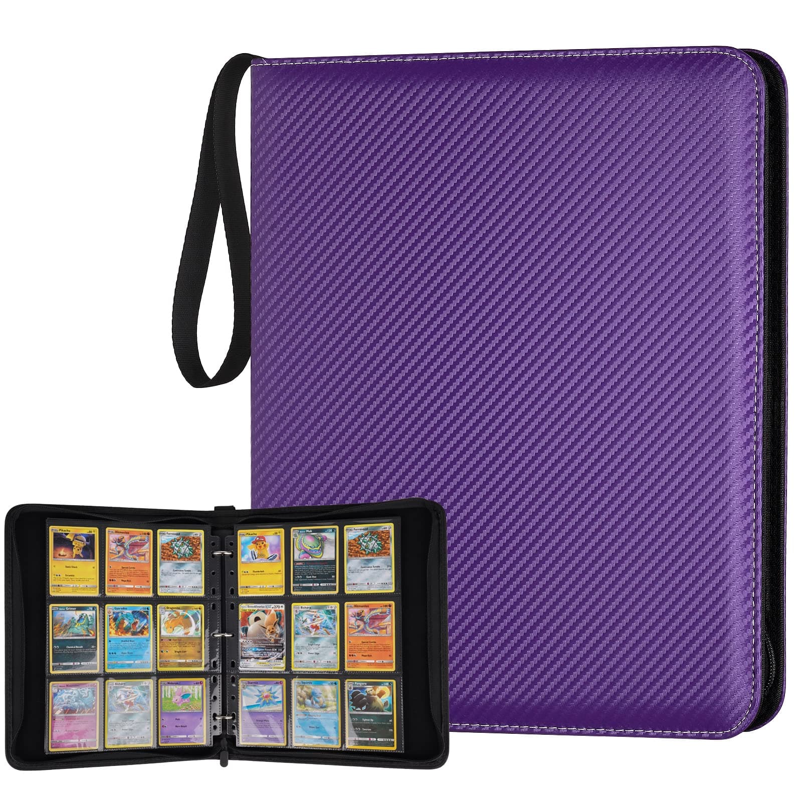 GERMUN 3-Ring 9-Pocket Zipper Card Binder with 720 Double-Sided Pages, Carbon Purple | Archival-Safe Collectible Card Storage - main product image