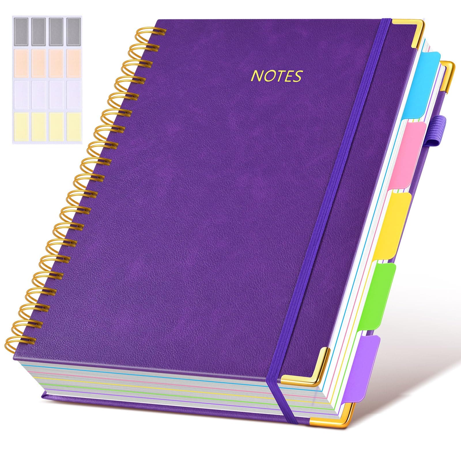 dilitego Hardcover Spiral Notebook 8.5"x11" College Ruled | 300 Pages Leather 5 Subject Notebook for Work School - main product image
