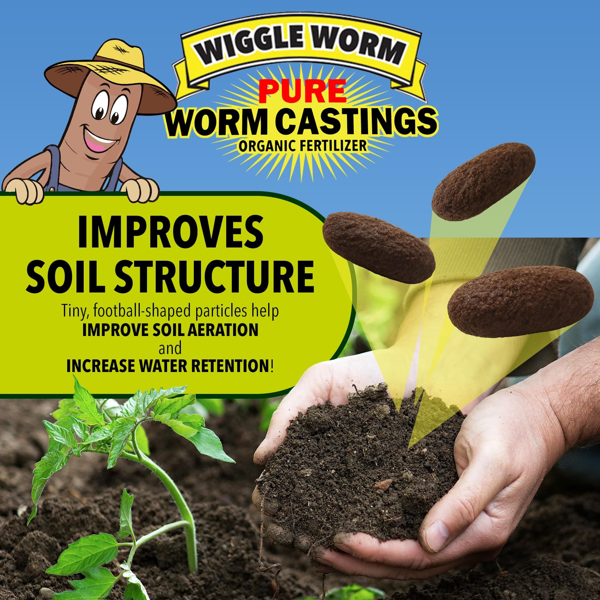 Wiggle Worm Organic Fertilizer 15lb | Pure Earthworm Castings for Healthy Plants - view 5