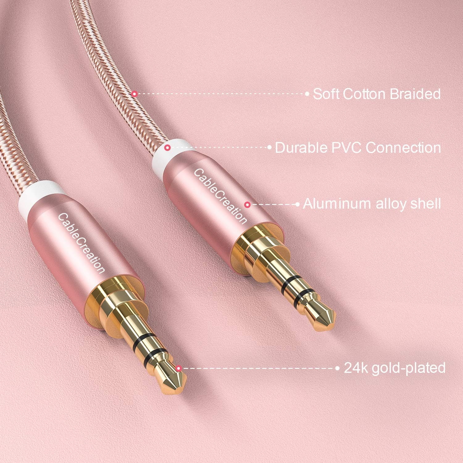 CableCreation Braided 3.5mm Audio Cable 6FT/1.8m | Stereo Aux Cable with Gold Plated Connectors - view 4