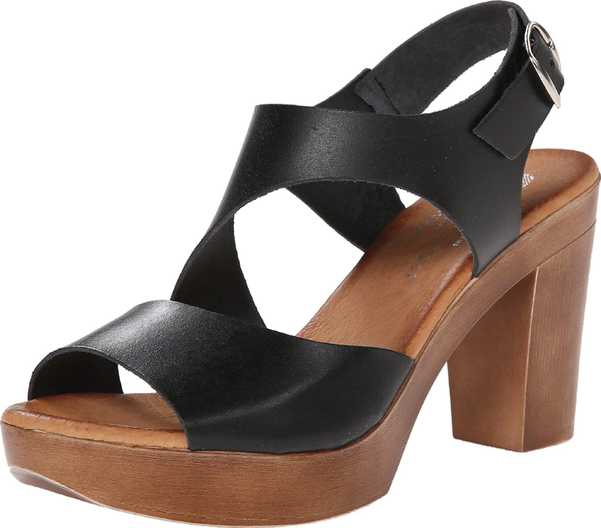 Eric Michael Ginger Black EU 36 | 3-1/2" Heel, Leather, Casual Women’s Sandal — Black / 7.5-8